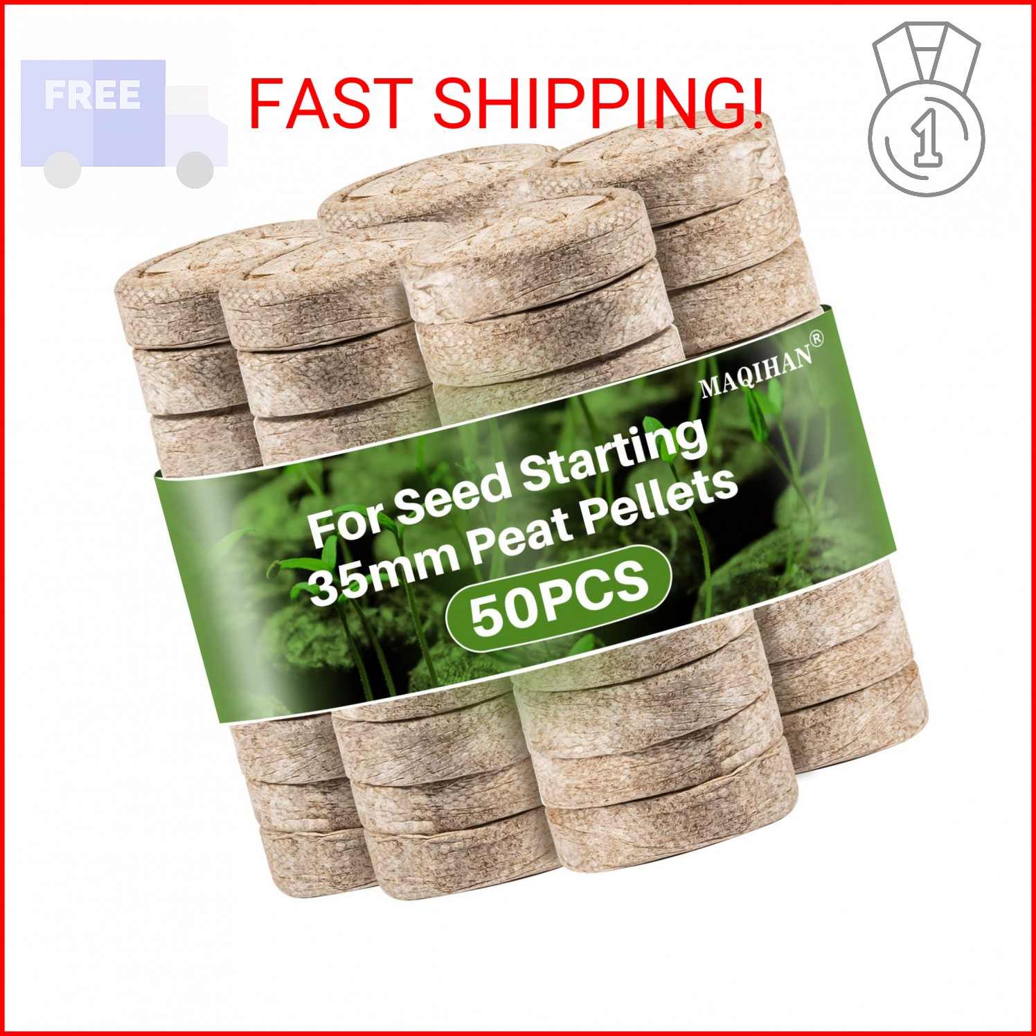 MAQIHAN 50PCS Peat Pellets for Seedlings – 35MM Seed Starter Pellets Peat Pods f