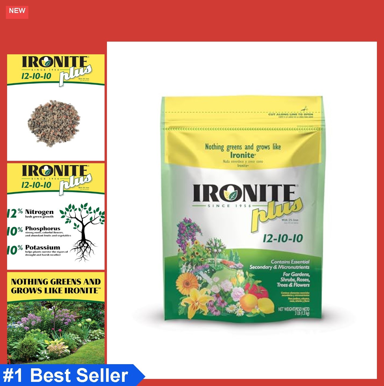 Fertilizer for Shrubs Trees Granular 12-10-10 2% Iron 3lb Fast Acting