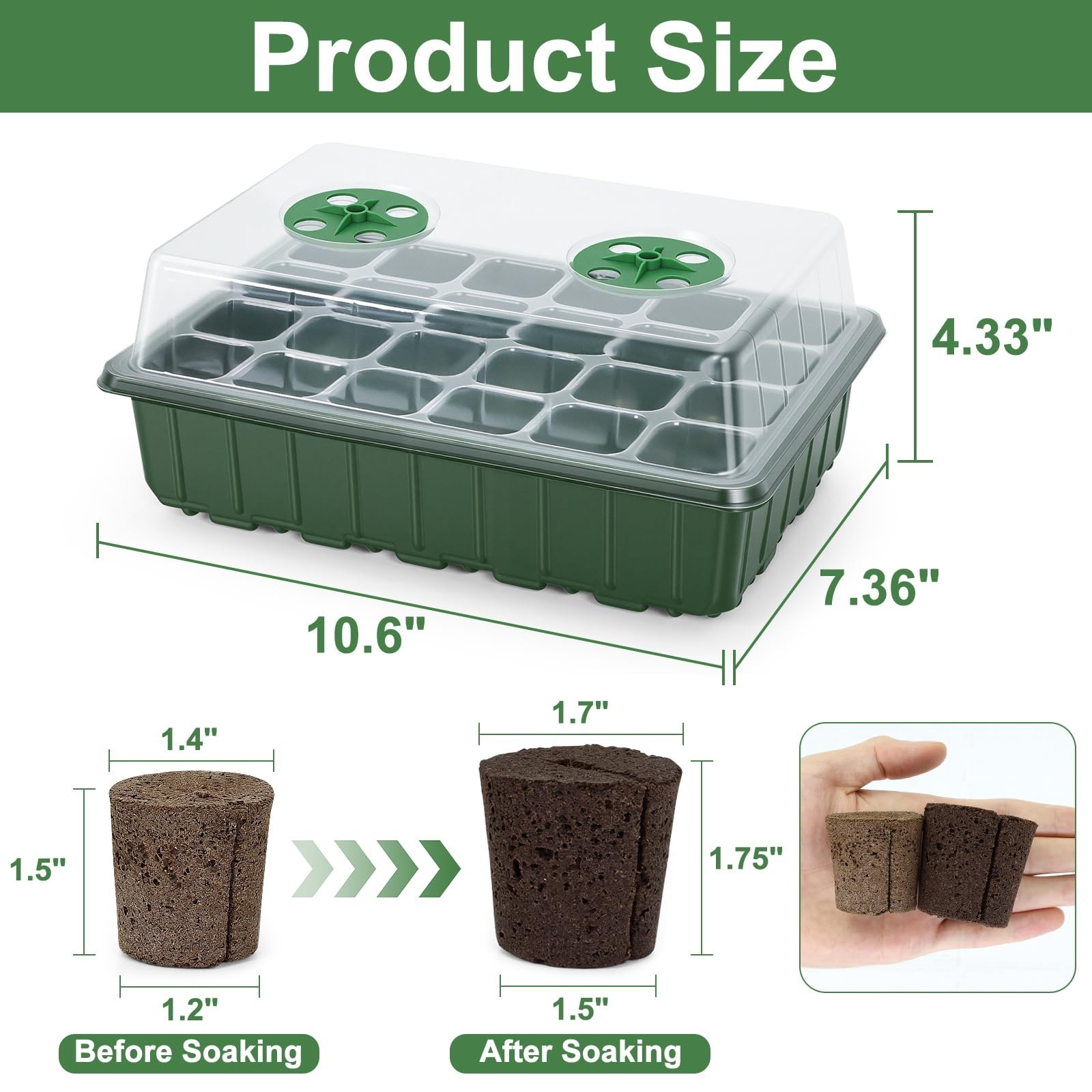 Grow Sponges with Tray, 24 Pack Seed Starter Pods & Starter Plugs for Cutting…