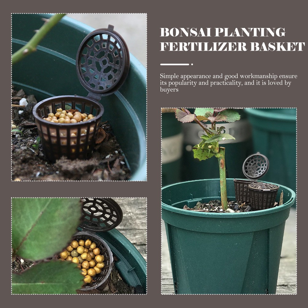 20Pcs Durable Plastic Fertilizer Boxes for Bonsai Planting Coffee Color