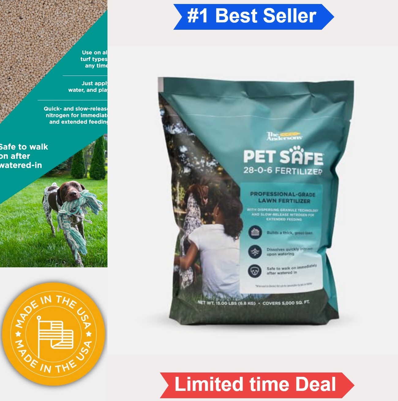 Lawn Fertilizer 28-0-6 15 lb Covers 5000 sq ft Pet Safe Quick Slow Release