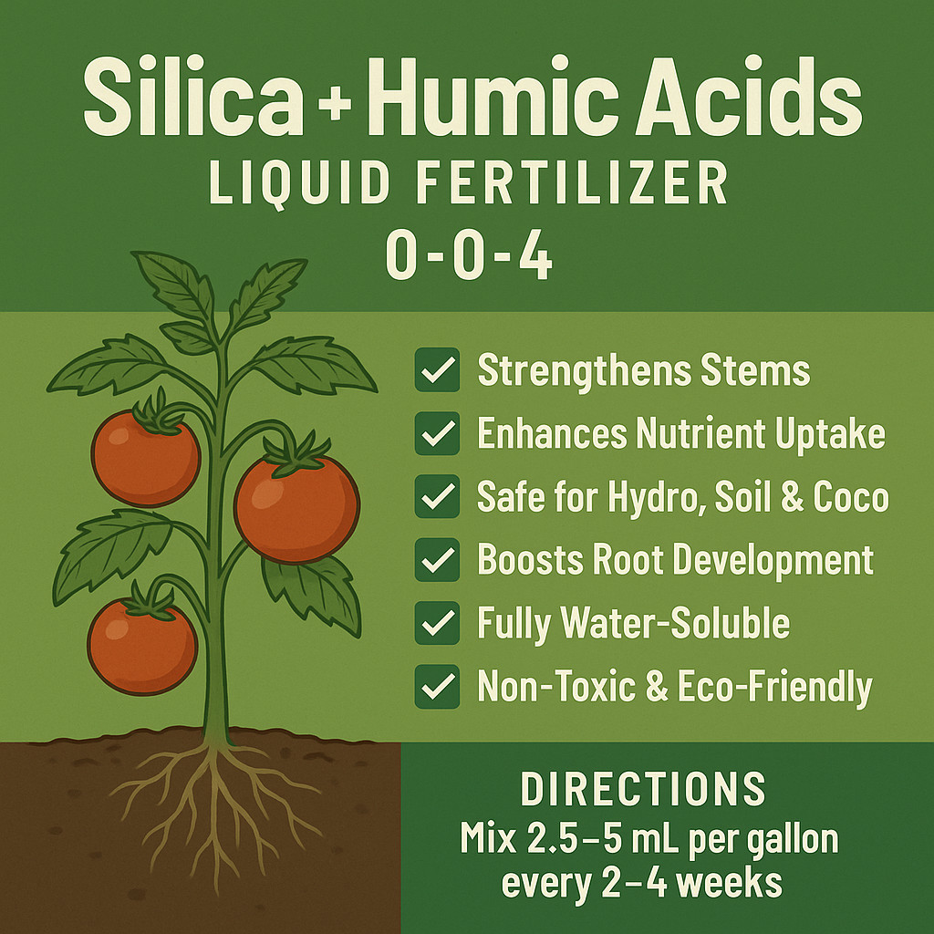 Silica + Humic Acids Liquid Fertilizer 0-0-4 | Hydro, Soil, Coco, Aquaponic Safe