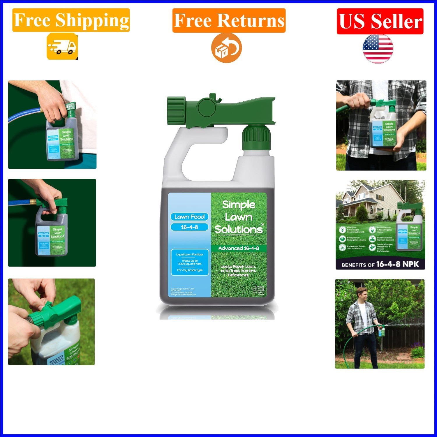 16-4-8 NPK Lawn Fertilizer, Liquid, 32oz, for All Grass Types