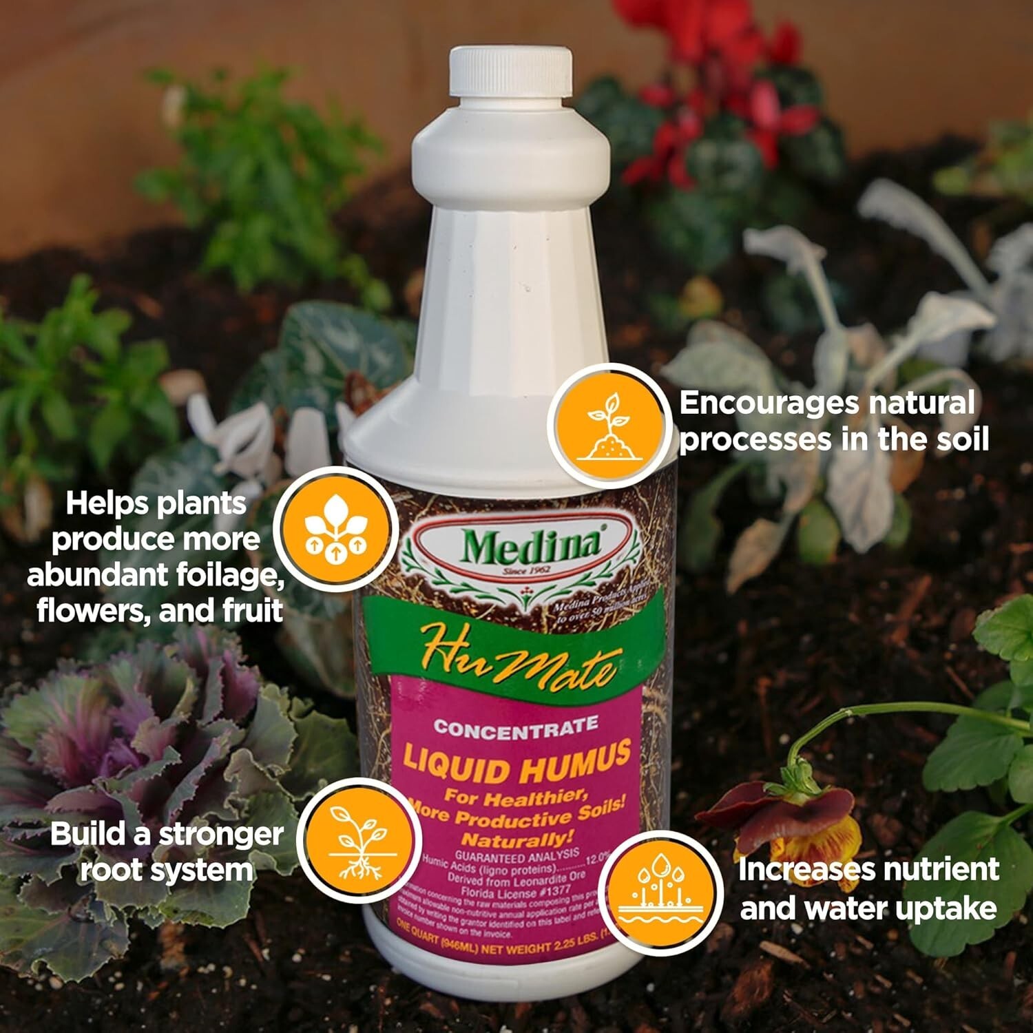 HuMate Liquid Humus – Humic Acid and Plant Nutrients 32 fl oz by Medina
