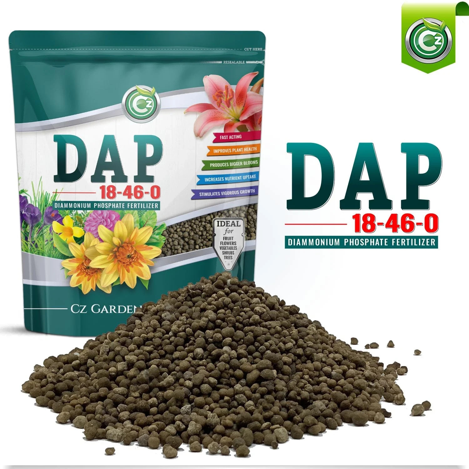 18-46-0 DAP Fertilizer – Made in USA – Nitrogen and Phosphorus Plant Food for In