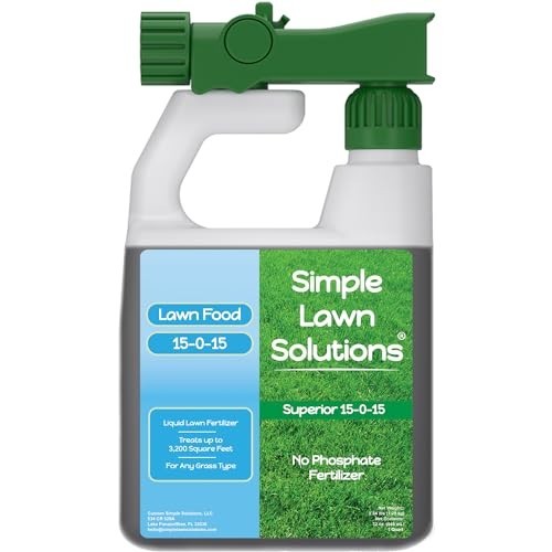 15-0-15 Liquid Lawn Fertilizer – All Season Grass Food with Humic & Seaweed – 32