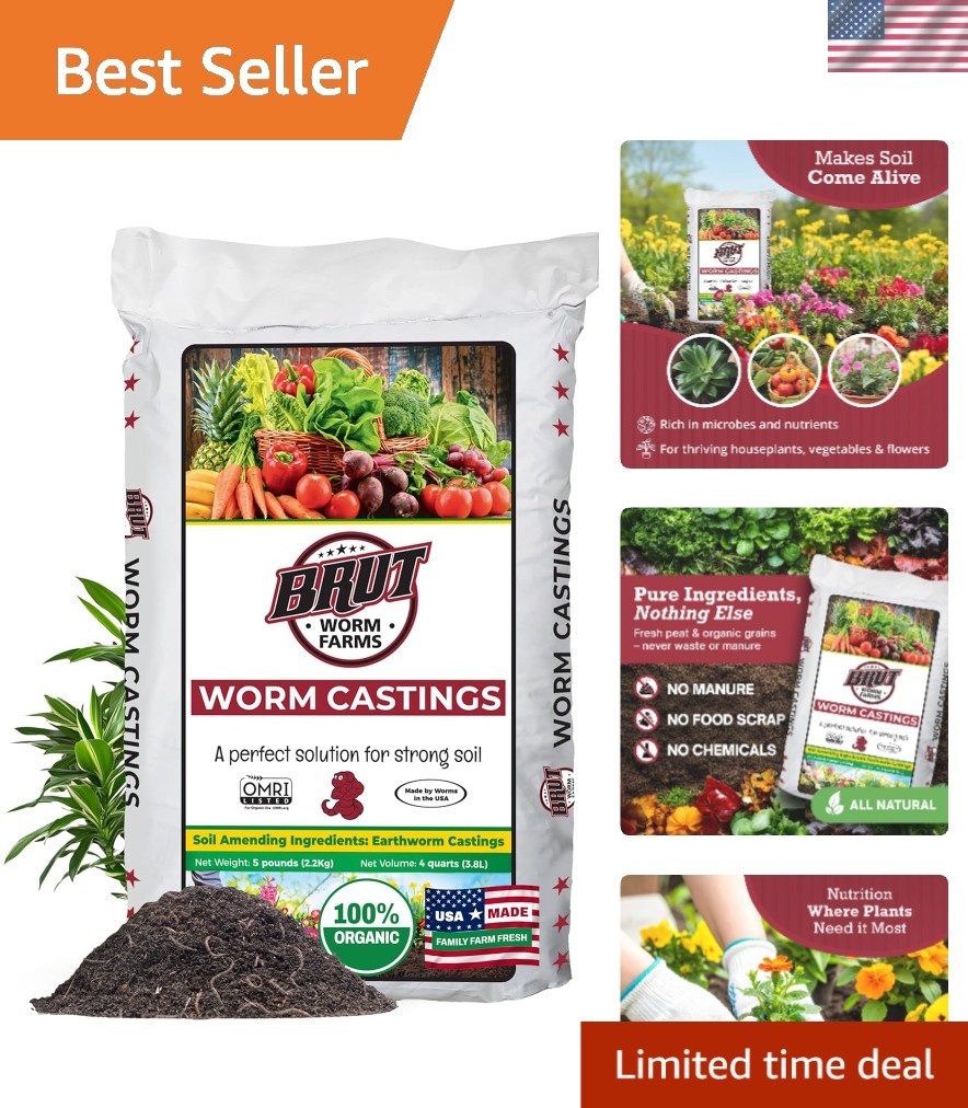 5 LB Brut Organic Worm Castings – Natural Nutrients for Indoor & Outdoor Plants