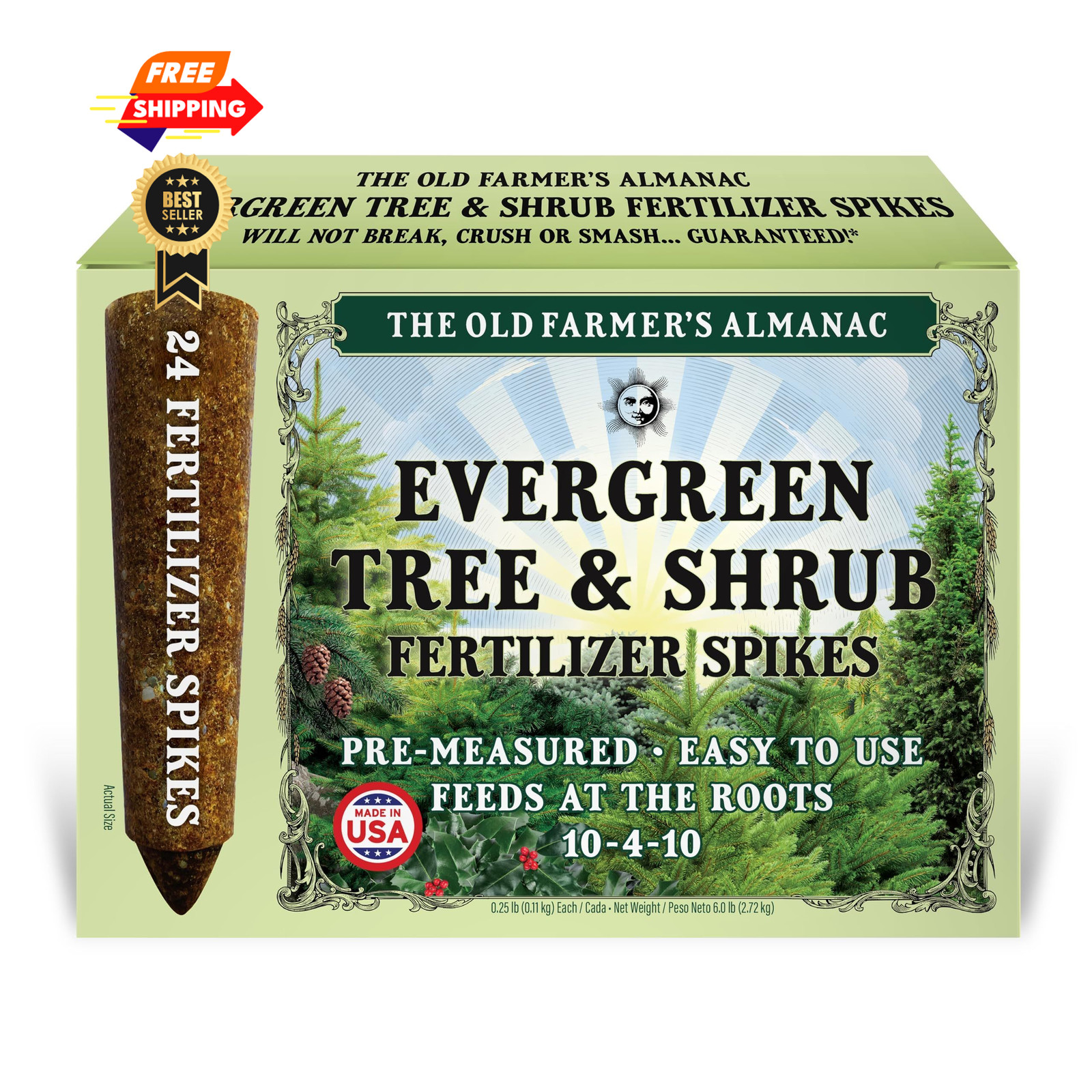 The Old Farmer’s Almanac Evergreen Tree & Shrub 24 Spikes – 6.0 Lbs