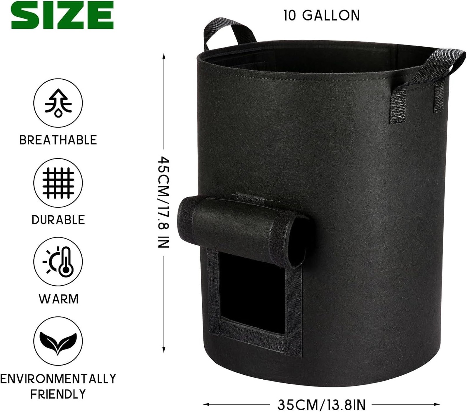 4 Packs 10 Gallon Potato Grow Bags, Heavy Duty Nonwoven Fabric Pots with Hand…