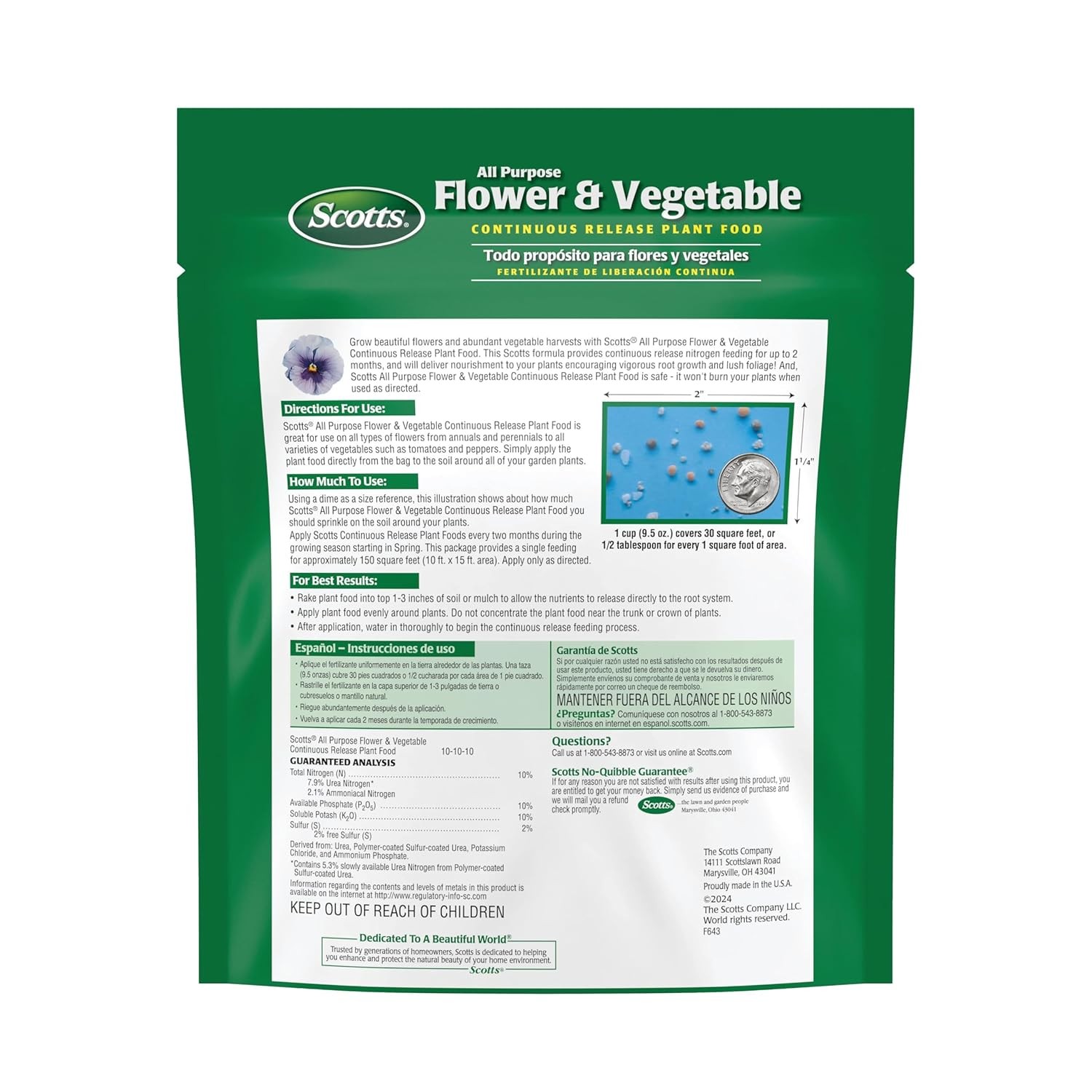 Scotts All Purpose Flower and Vegetable Continuous Release Plant Food, for Outdo