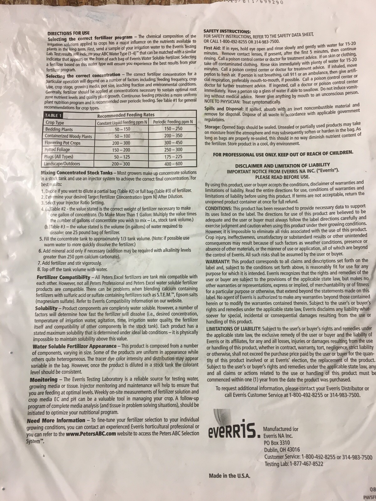 2 LBS PETERS EXCEL 20-20-20- PRO. WATER SOLUBLE FERTILIZER ORCHID & PLANTS