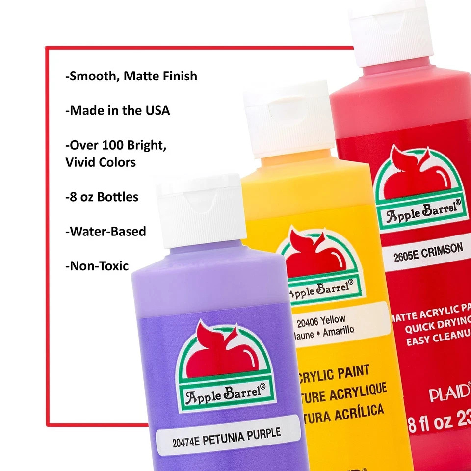 Apple Barrel Acrylic Paint in Assorted Colors 8 Ounce 20403 White -Free Shipping