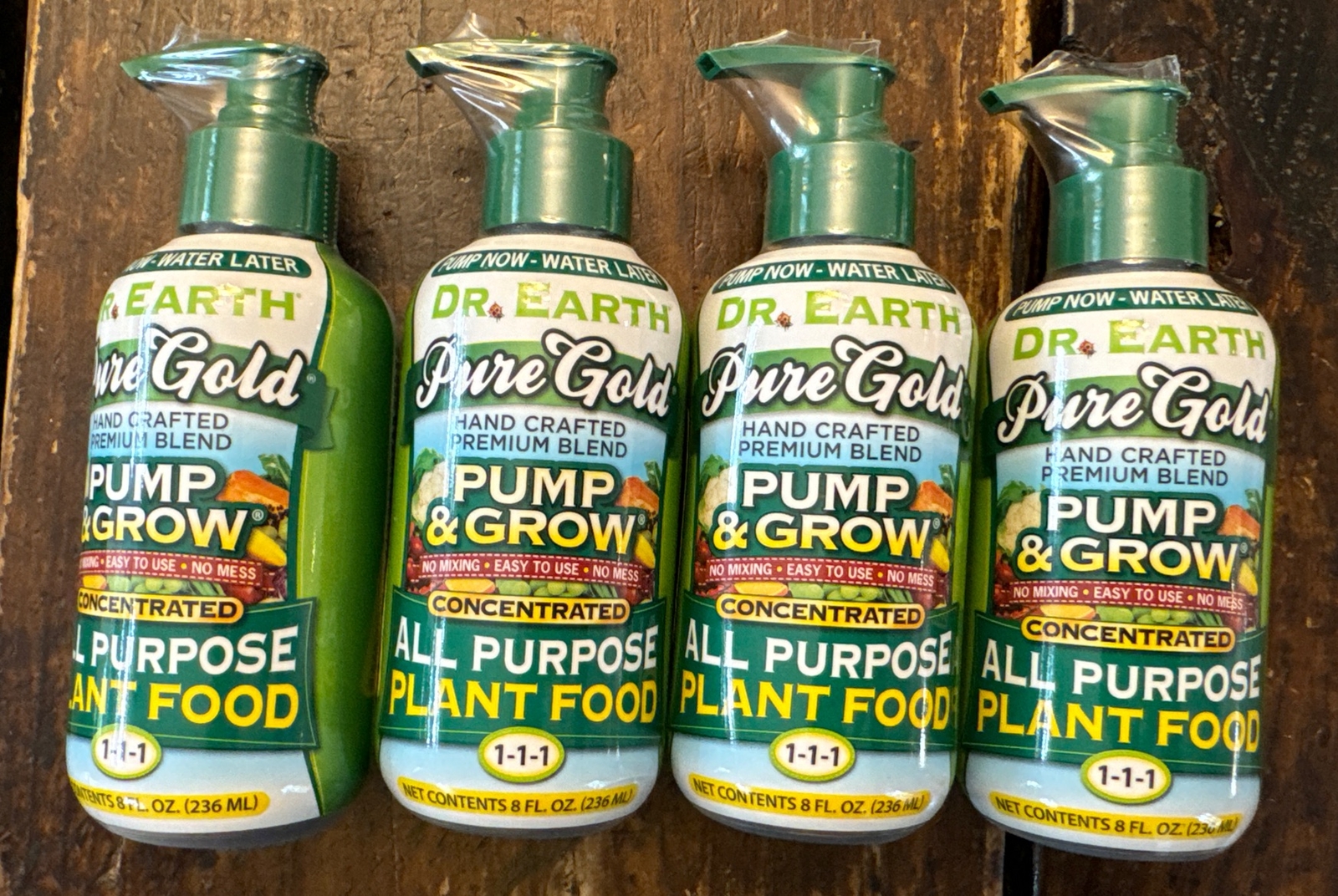 Dr Earth Pure Gold Pump & Grow Concentrated All Purpose Plant Food Lot Of 4 NEW
