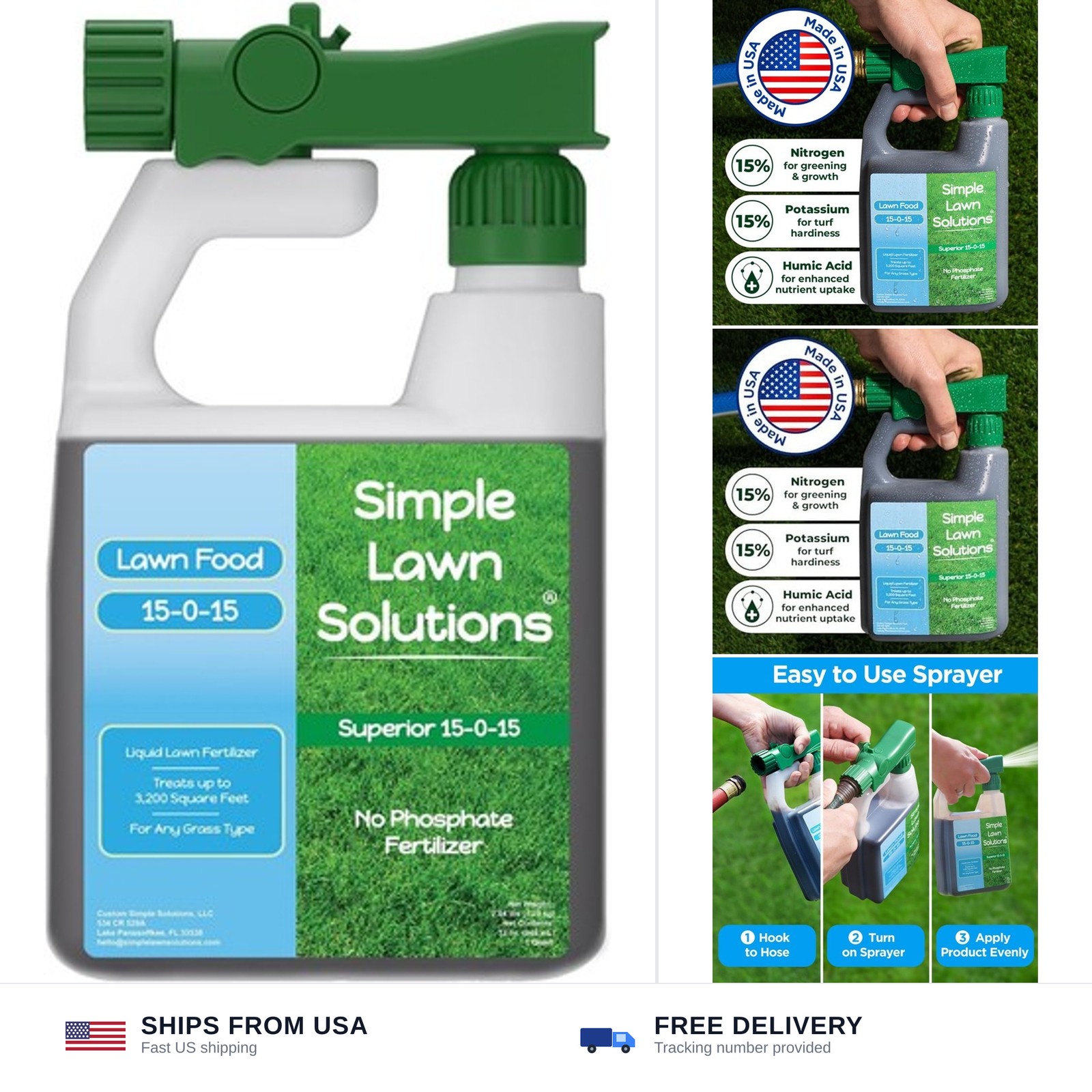 Superior 15-0-15 Liquid Lawn Fertilizer – Lawn Food for Growth & Green – Nitr…