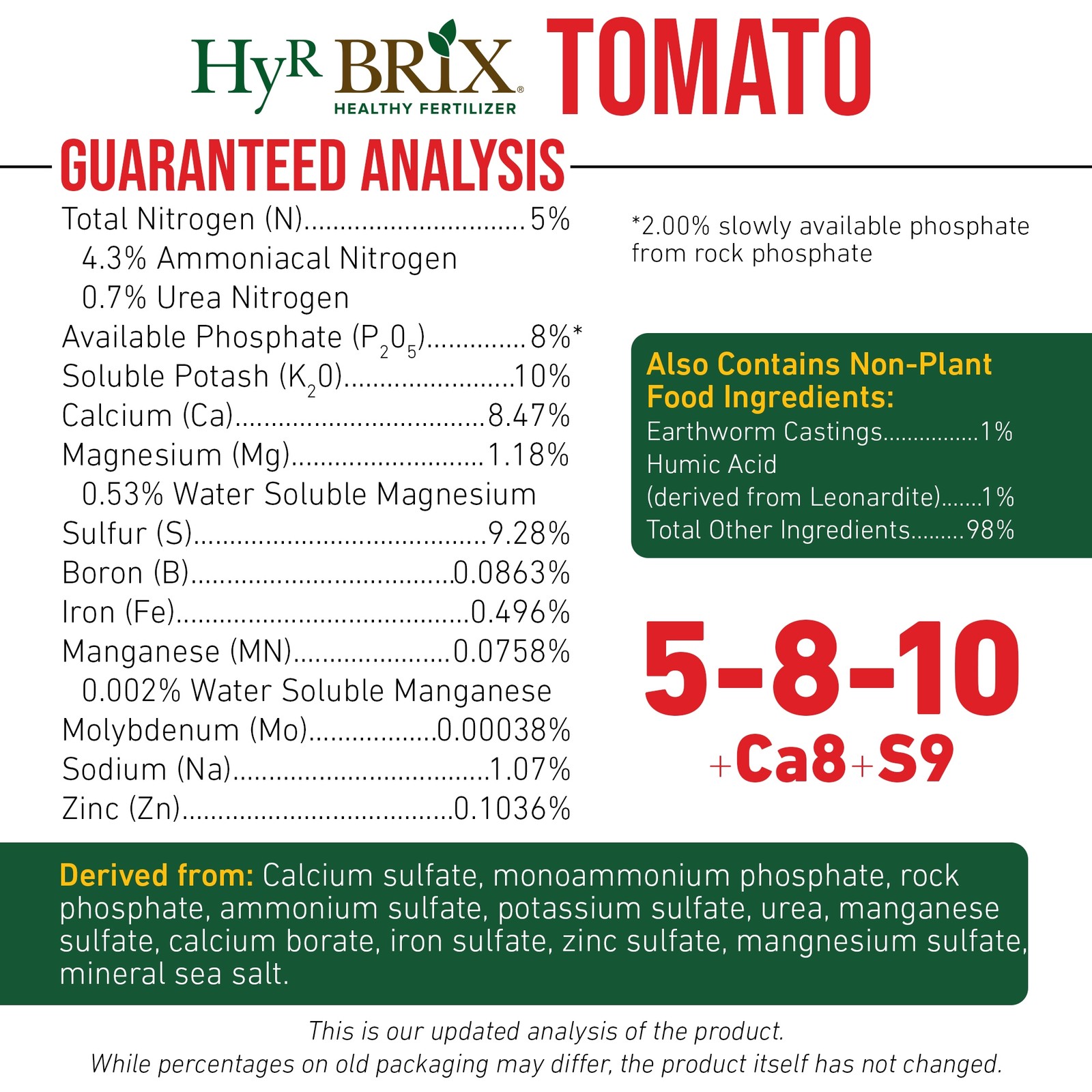 HyR BRIX Slow-Release 5-8-10 Tomato Fertilizer, 45lb Bag