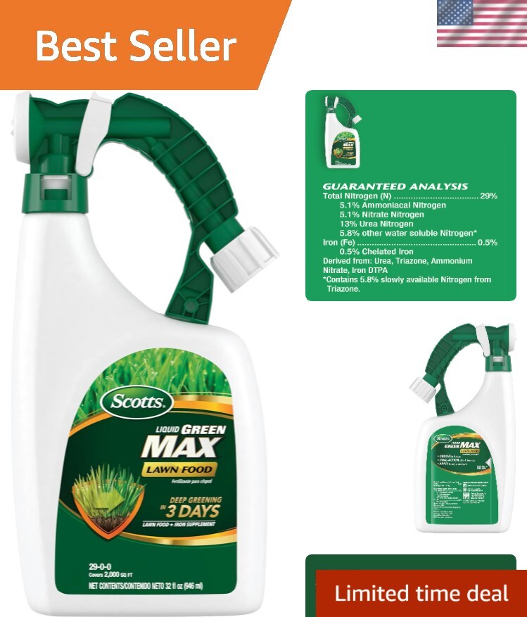 Liquid Green Max Lawn Fertilizer & Iron Supplement – Easy Hose Application