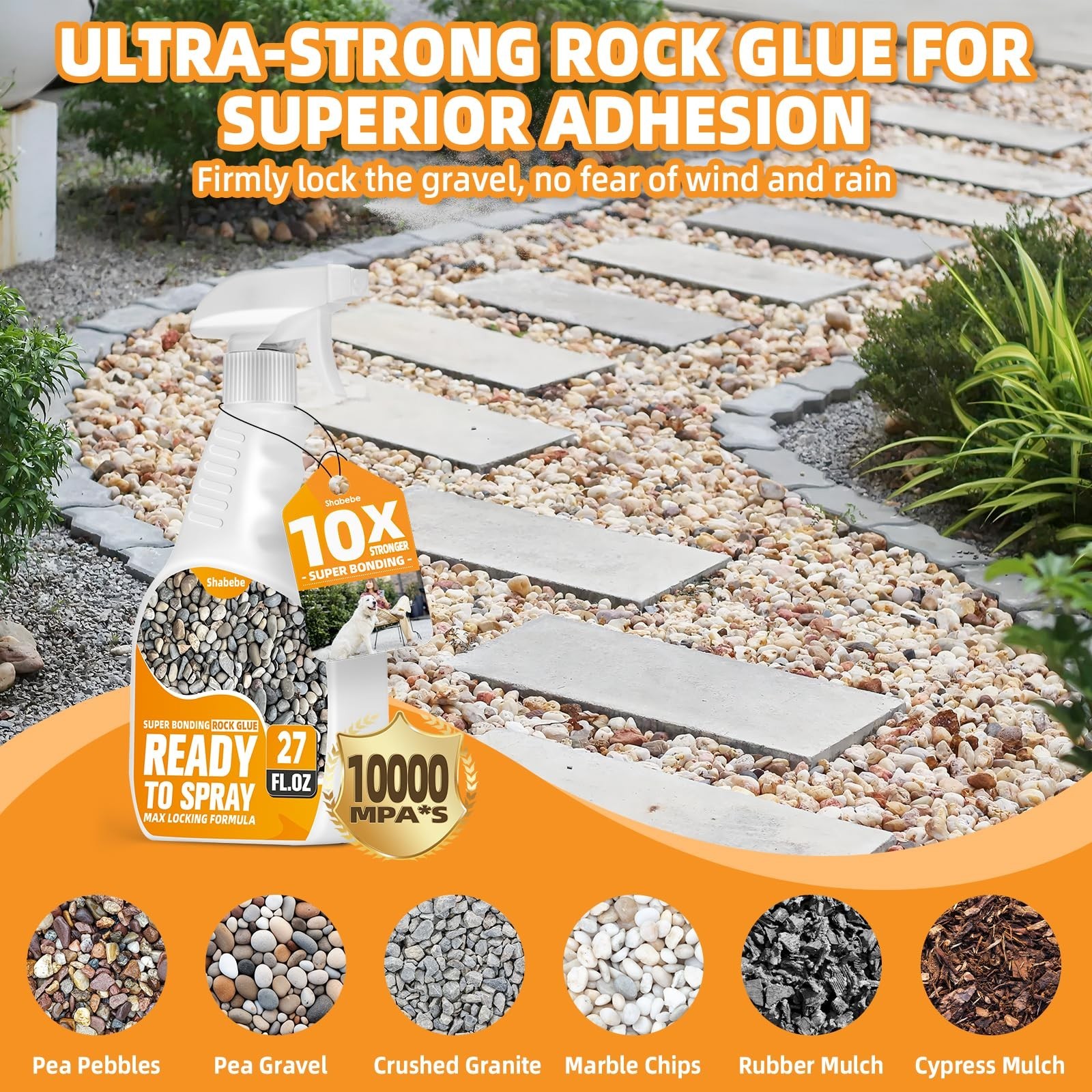 Rock Glue for Landscaping with Sprayer 27oz, Ready-to-Use Mulch & Gravel Bind…