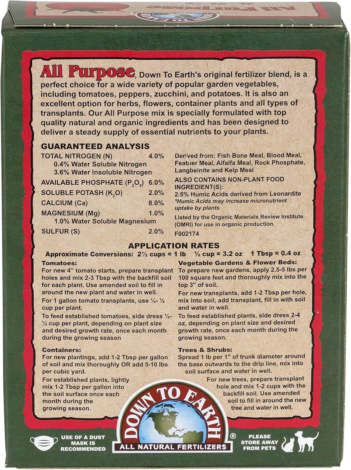 OMRI Listed Organic 4-6-2 All Purpose Fertilizer – 1 lb for Potting Needs