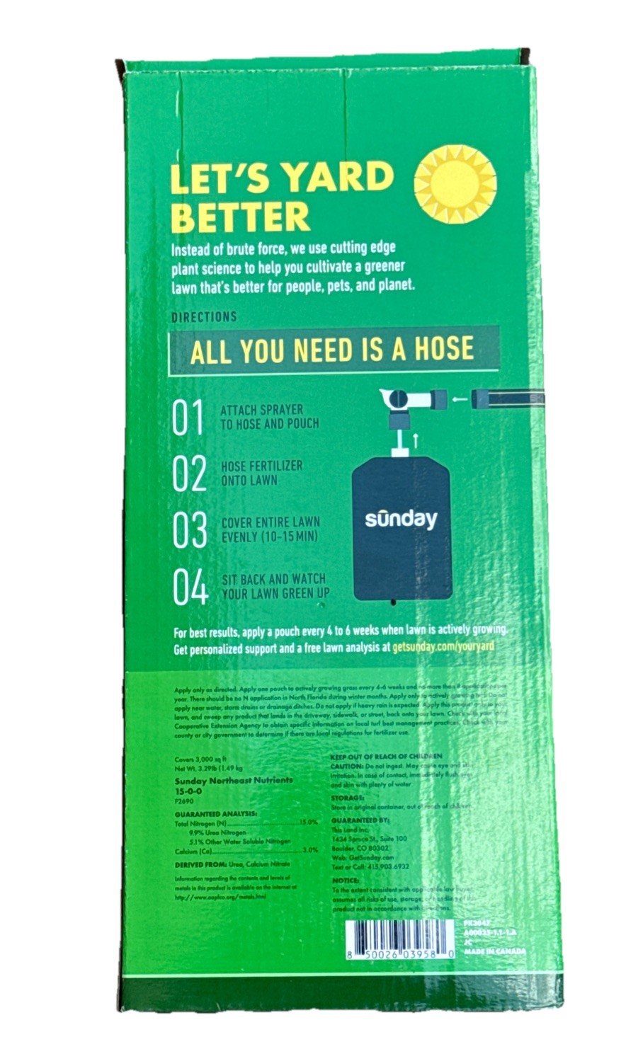 Sunday Northeast 3,000 Sq. Ft. Liquid Lawn Fertilizer 42.3 Oz 15-0-0