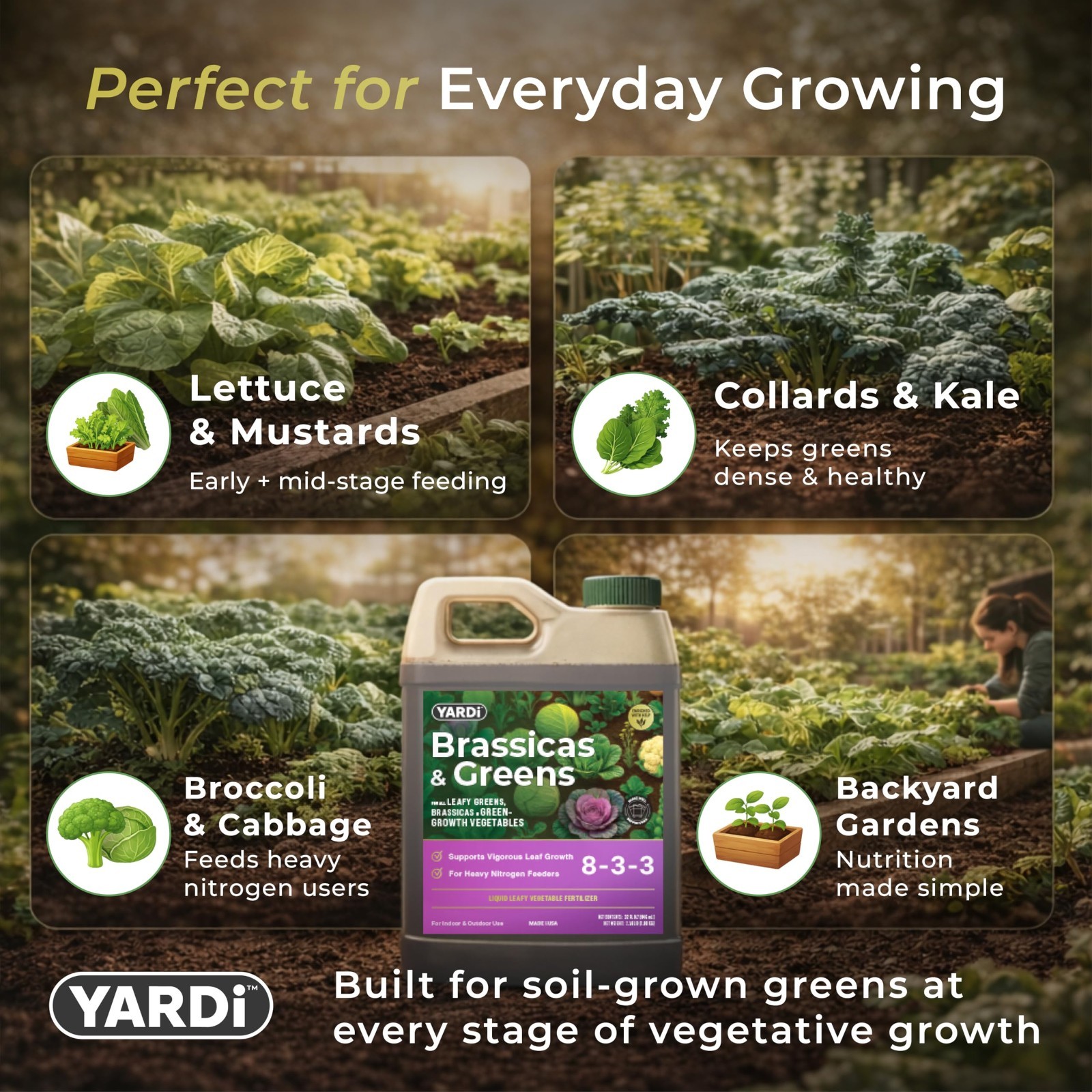 High Nitrogen Liquid Fertilizer 8-3-3 for Kale, Cabbage, Broccoli & Greens 32 oz