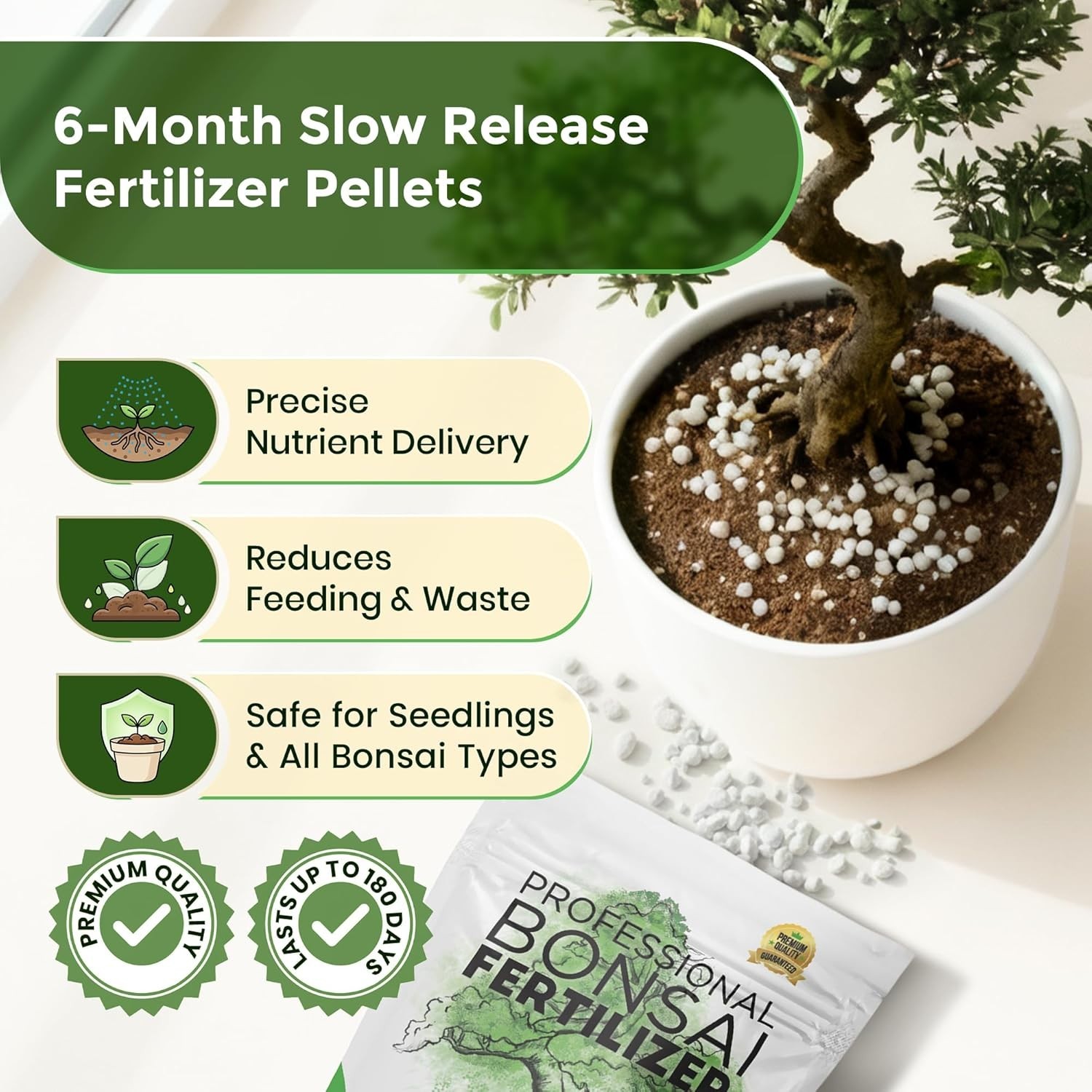 Bonsai Fertilizer Pellets 18-6-8 | Slow Release for All Trees – 5.2 oz