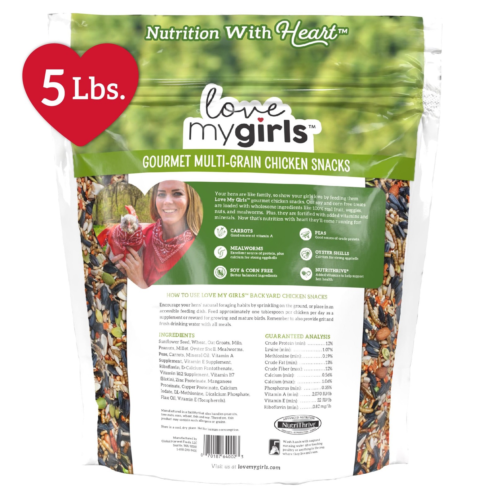 5lb Chicken Snacks – Veggies & Mealworms – Corn-Free Treats