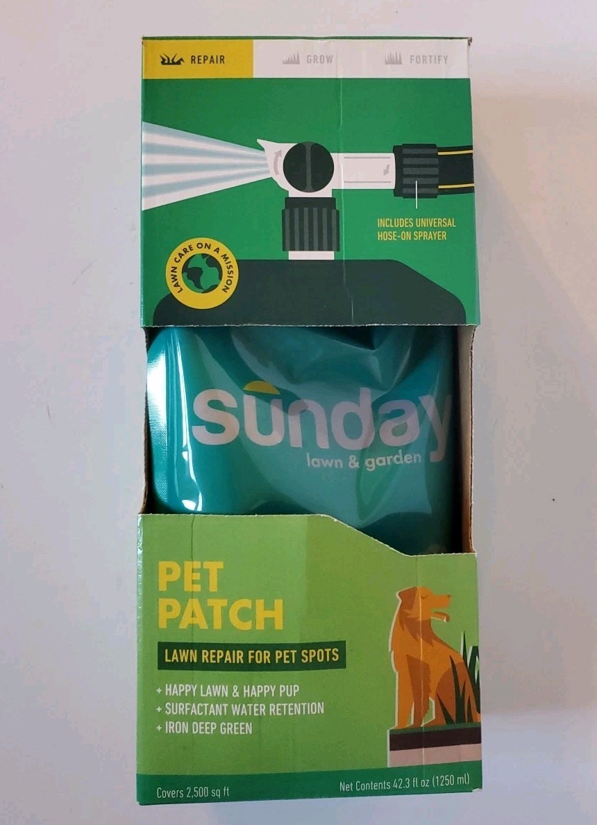 Sunday Pet Patch Repair Fix Spots & Thicken Lawn w/ Sprayer 2500sq ft 42.3 Oz.