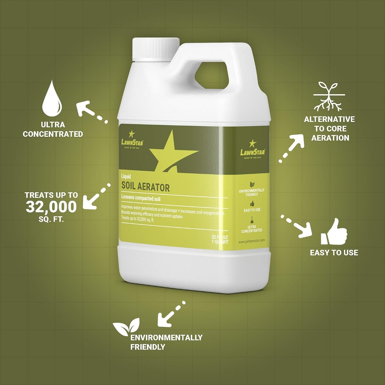 Liquid Lawn Aerator 32 fl oz – Loosens & Conditions Compacted Soil – Alternat…