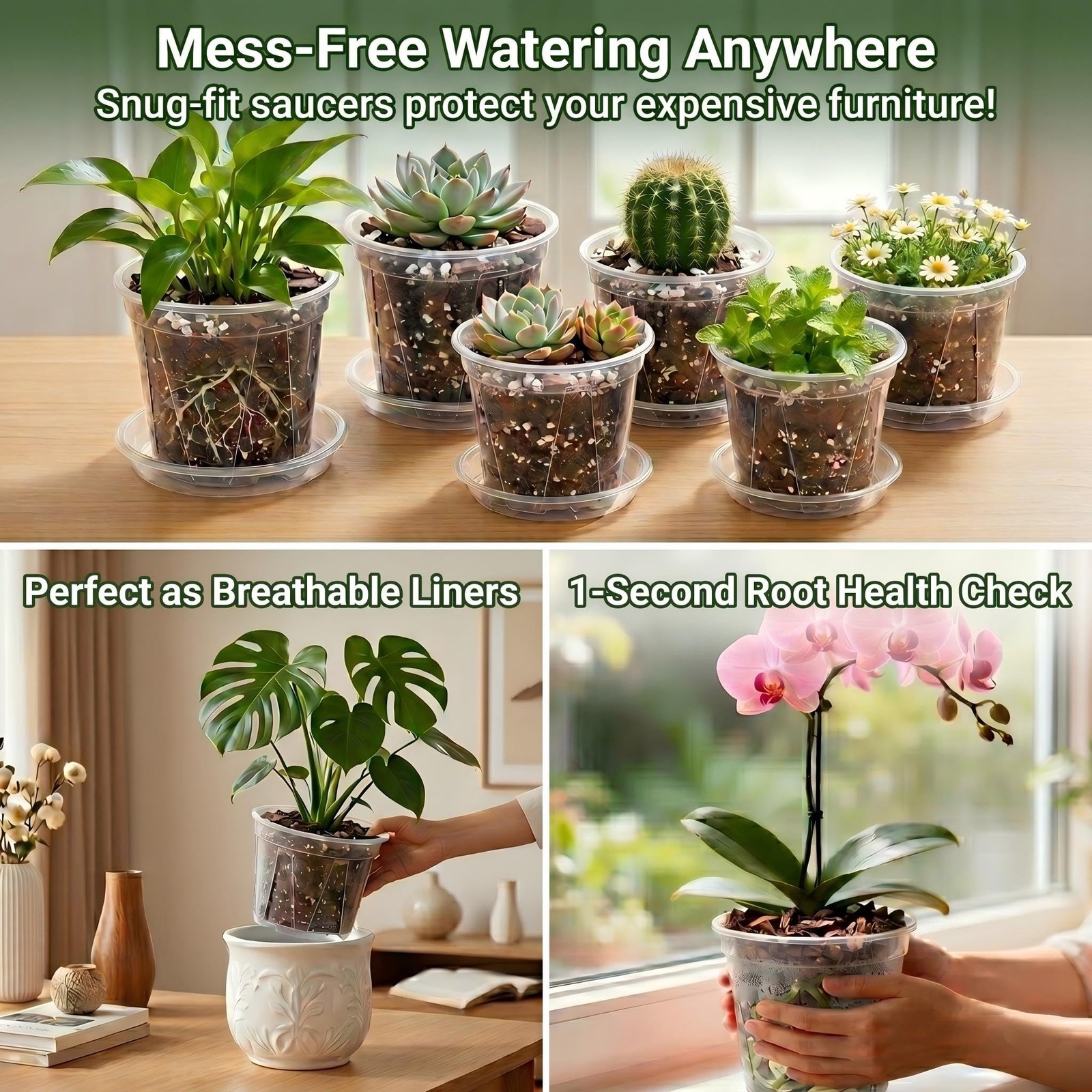 Root-Safe Clear Plant Pots for Indoor: Zero Transplant Shock for Orchids | 1K…