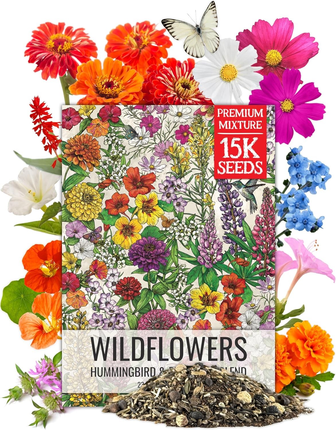 Seed Needs Flower Seeds Hummingbird and Butterfly Seed Mix 1 Ounce No Filler | 2