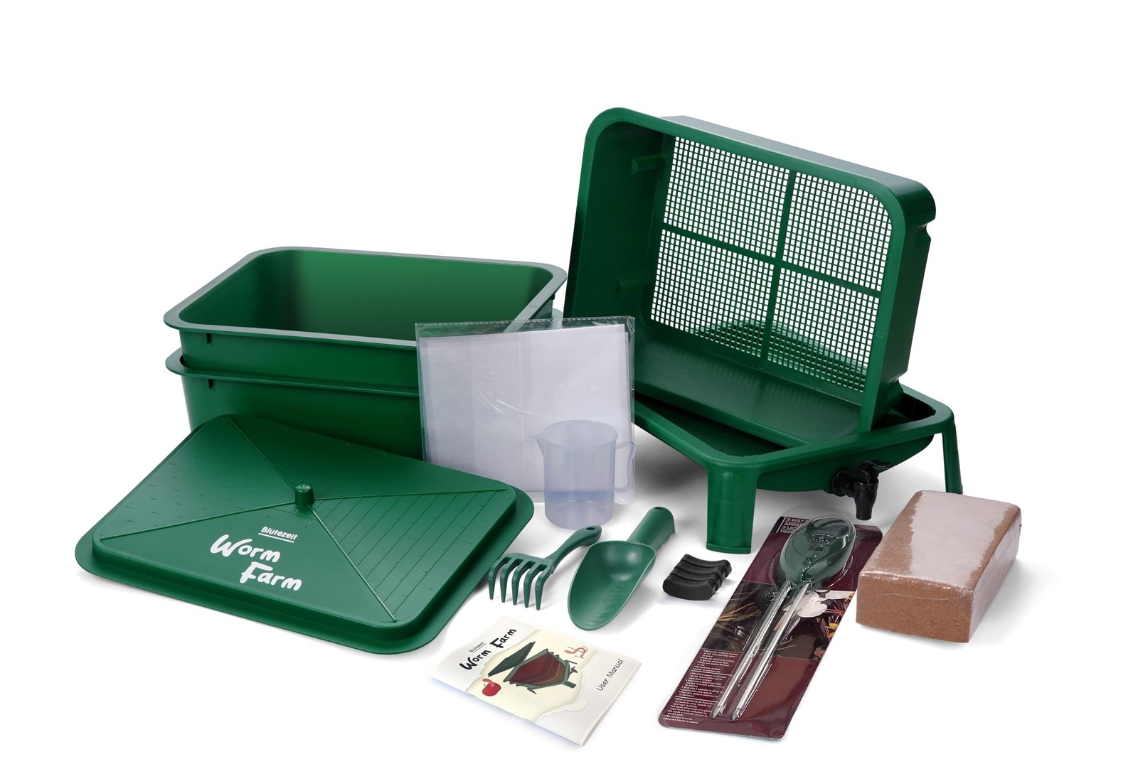 Blütezeit 3-Tray Worm Composter, 32QT Worm Farm with Compost Worms Starter Ki…