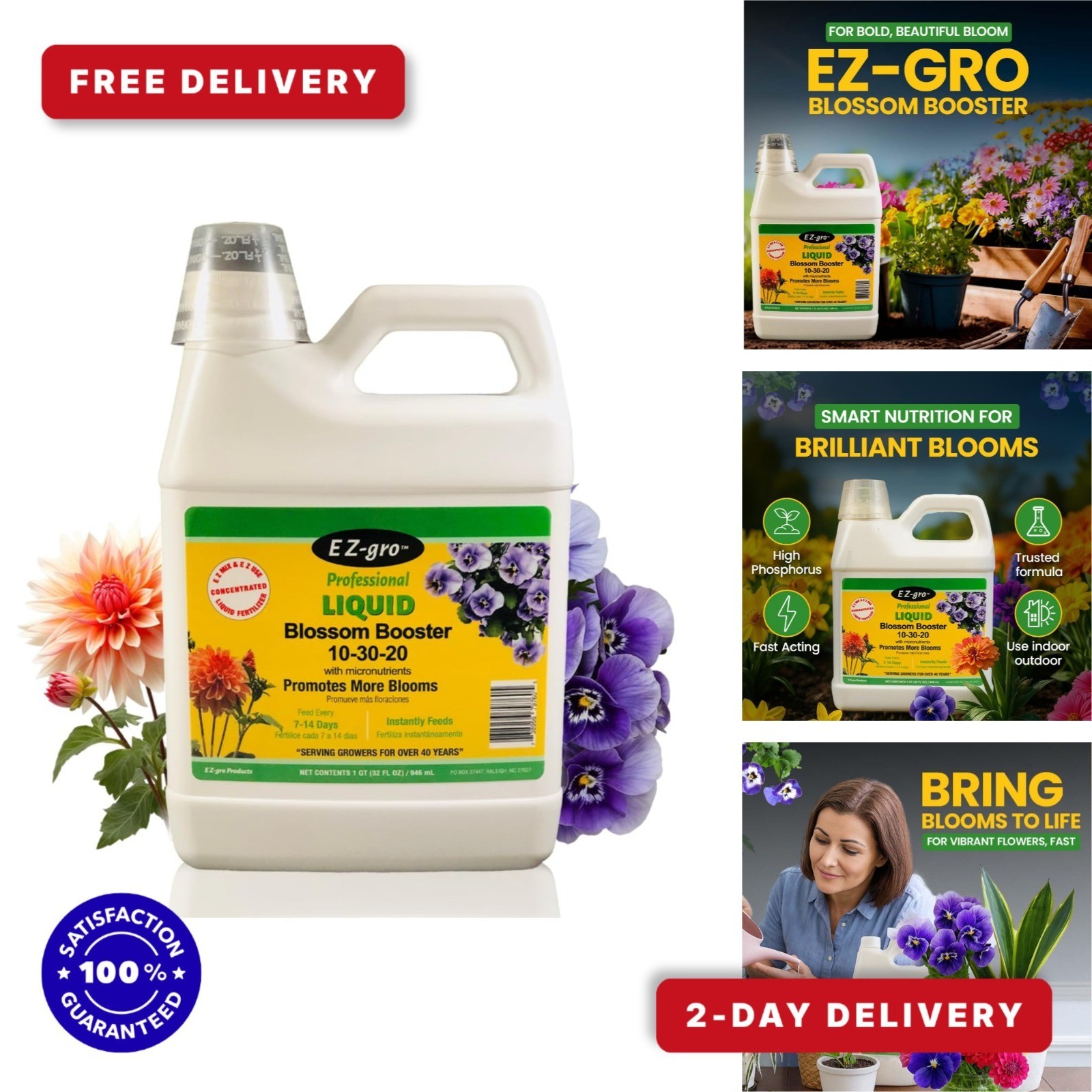 EZ-GRO 10-30-20 Blossom Booster Liquid Fertilizer – 1 QT Plant Food