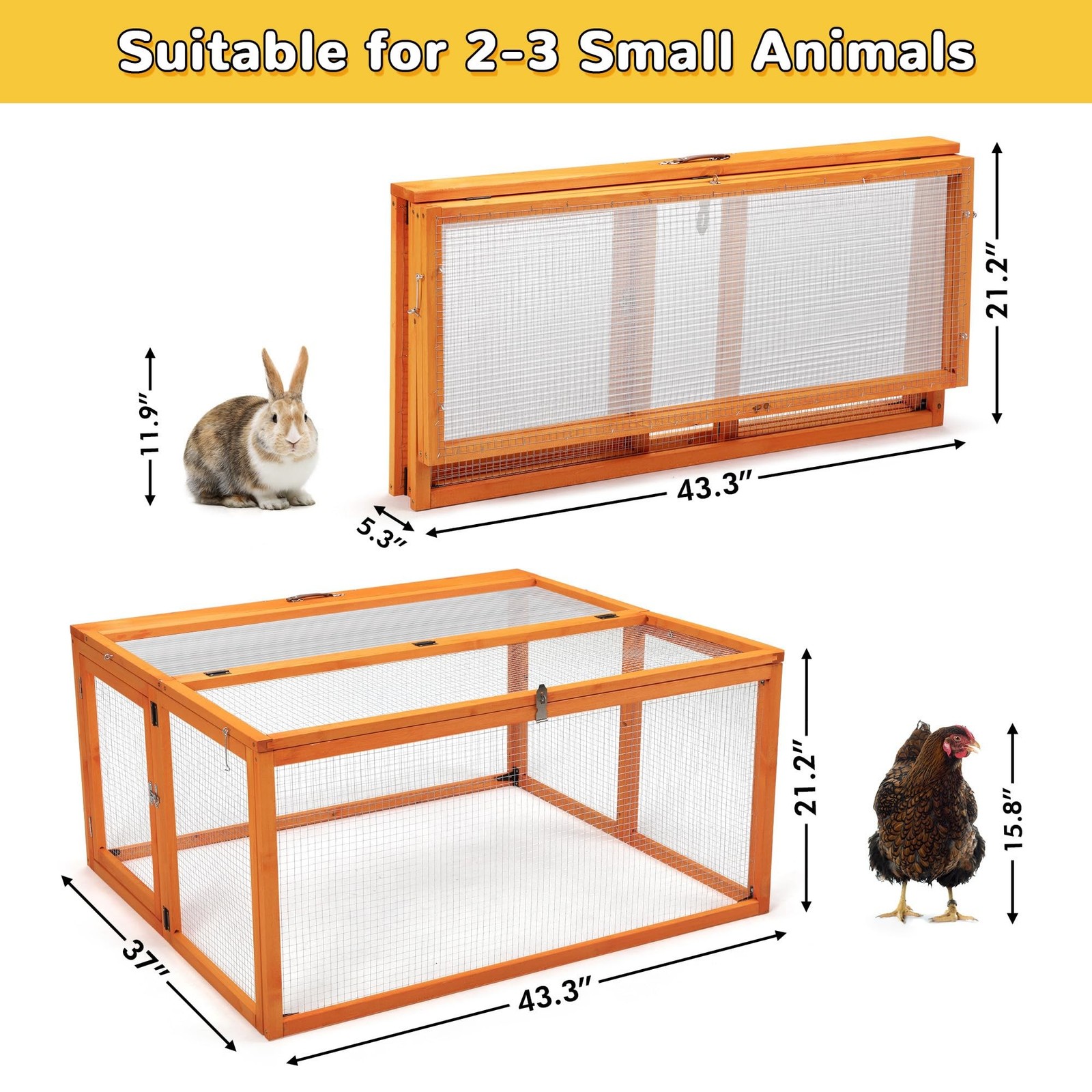Nyeekoy Portable Chicken Coop with UV-Proof Panel, 4X Garden Stakes, Wooden R…