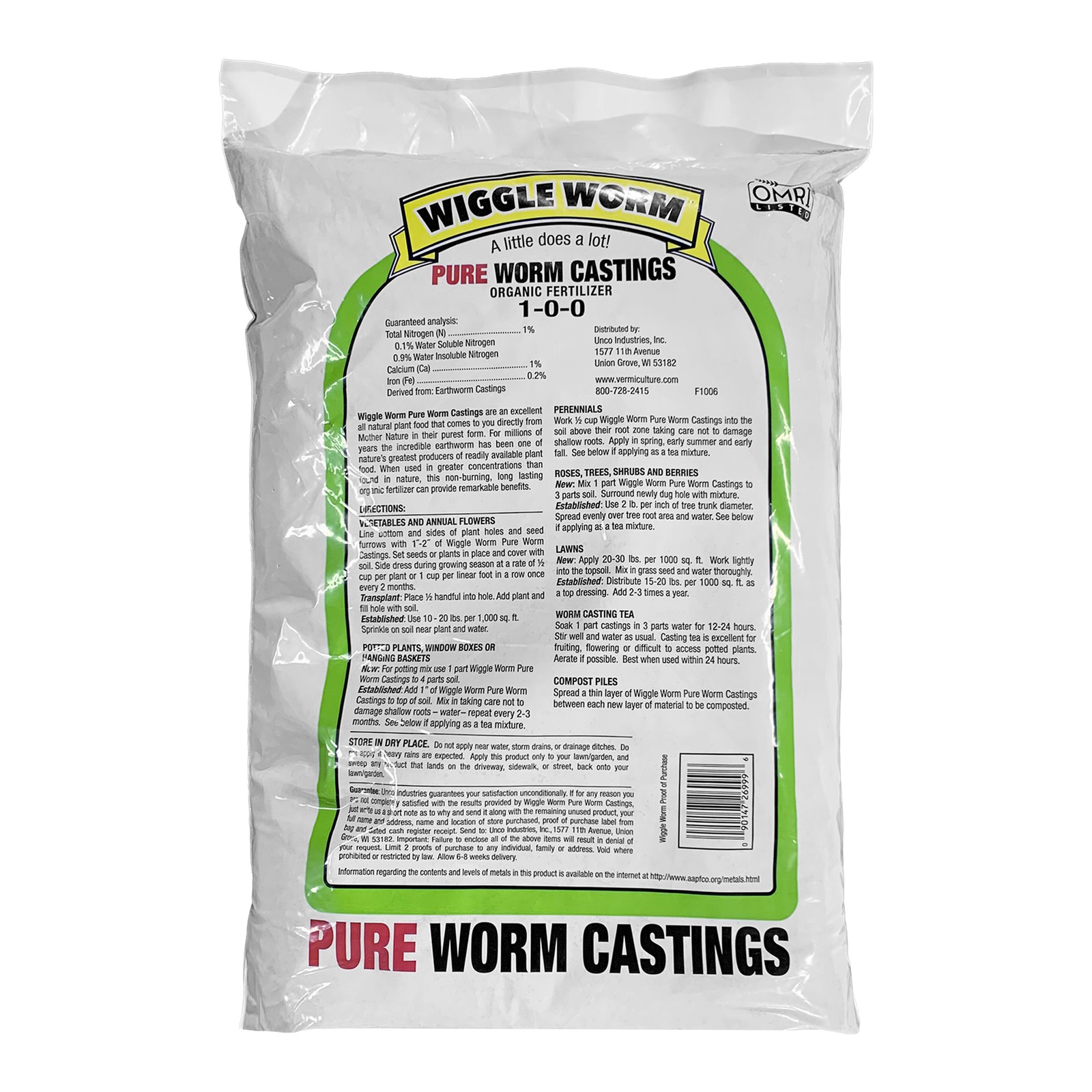 Worm Castings Organic Fertilizer, WIGGLE WORM Soil Builder, 30-pounds(2-Pack)