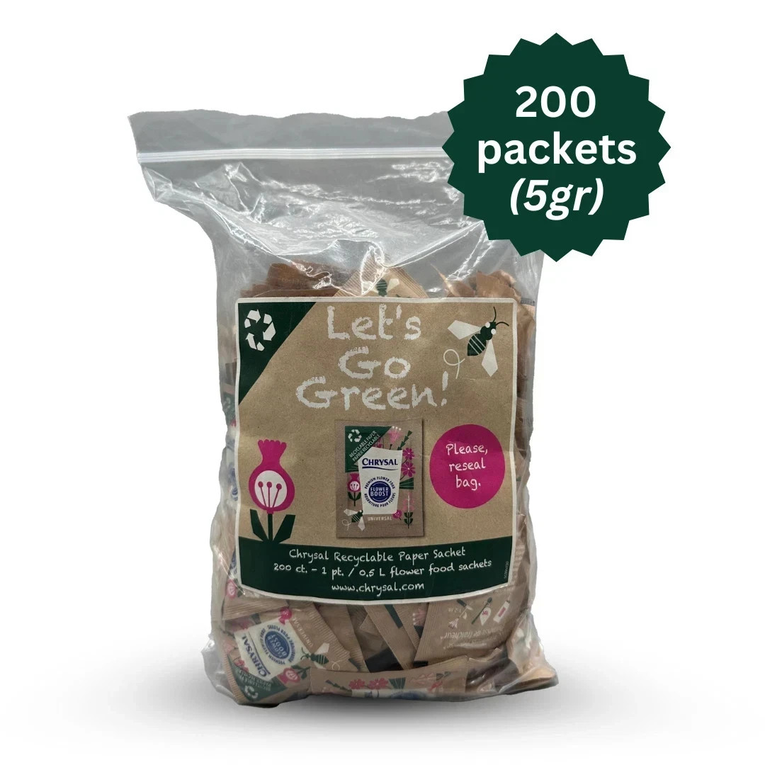 Chrysal Flower Boost Recyclable Flower Food for Floral Supplies 200 Count Sachet