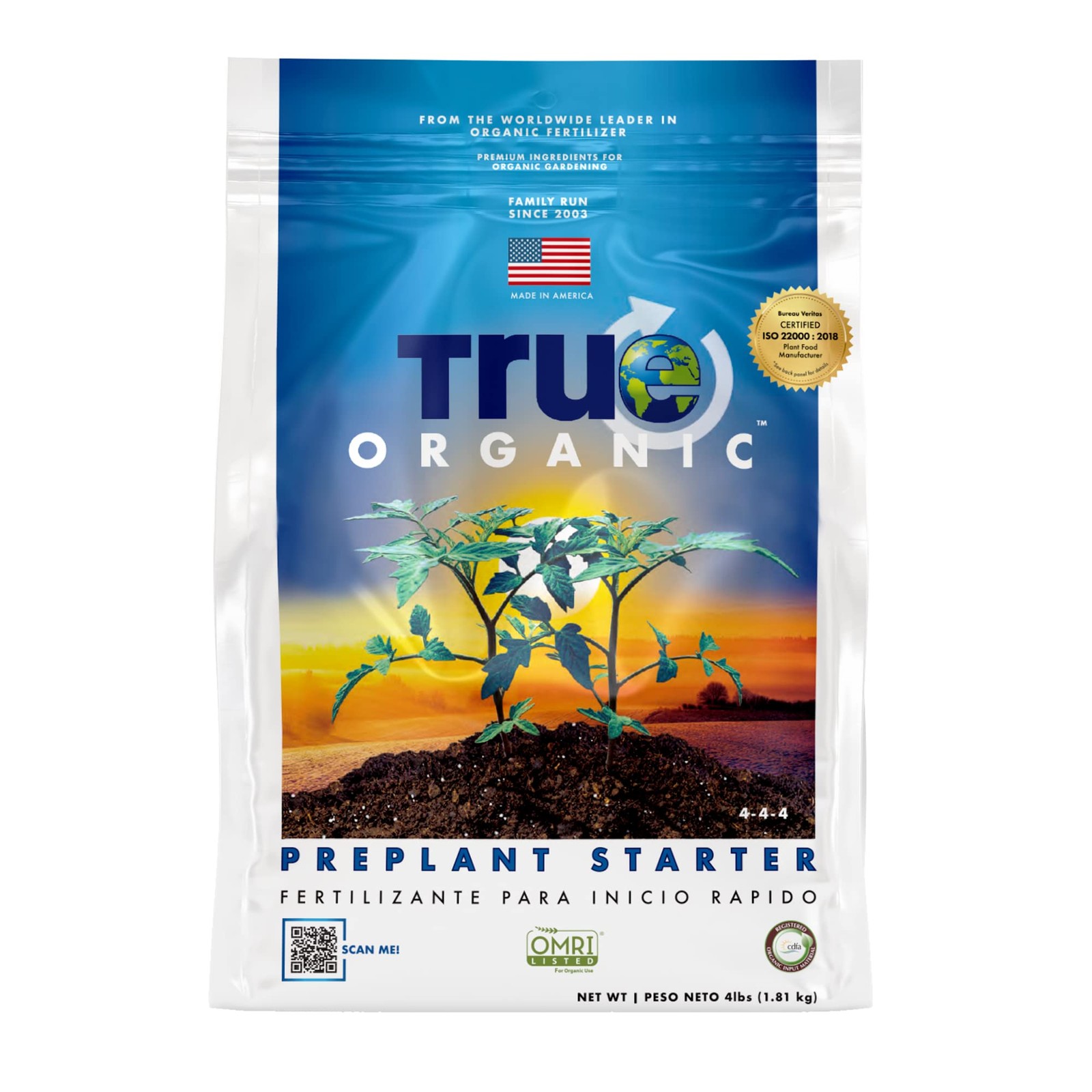 True Organic Preplant Starter Fertilizer 4lbs for Seedlings and Young Plants