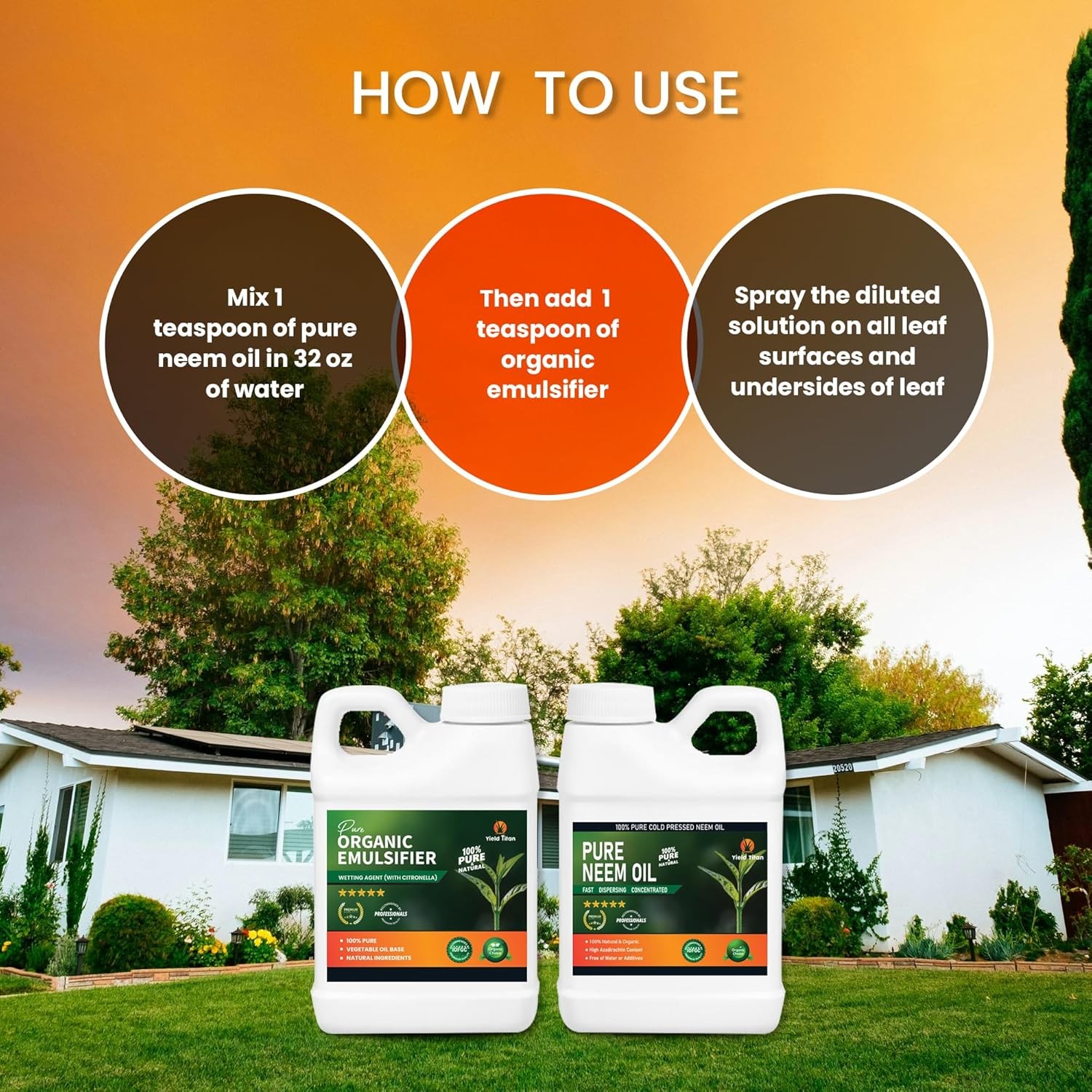 Yield Titan Organic Emulsifier with Citronella & Neem Oil, Natural Plant Care