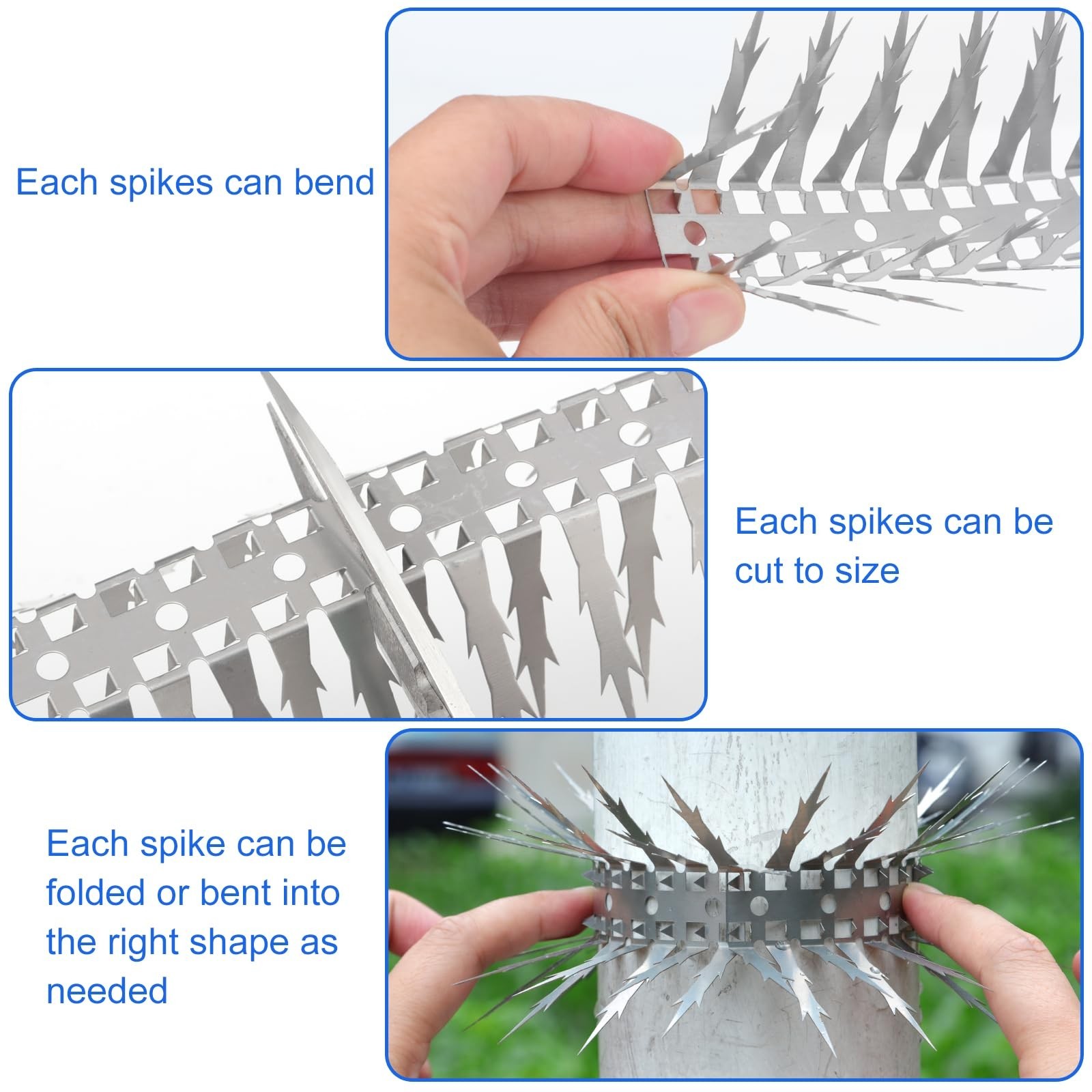 Bird Spikes, 5 FT Stainless Steel Bird Deterrent Spikes, Pigeon Spikes for Ou…