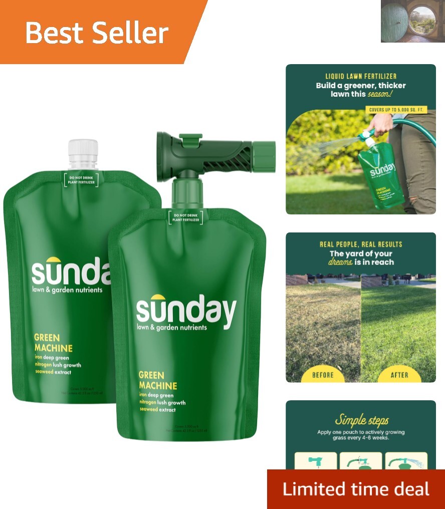 Green Machine 42.3oz Liquid Lawn Fertilizer, 2 Pack – Easy 10,000 Sq Ft Coverage