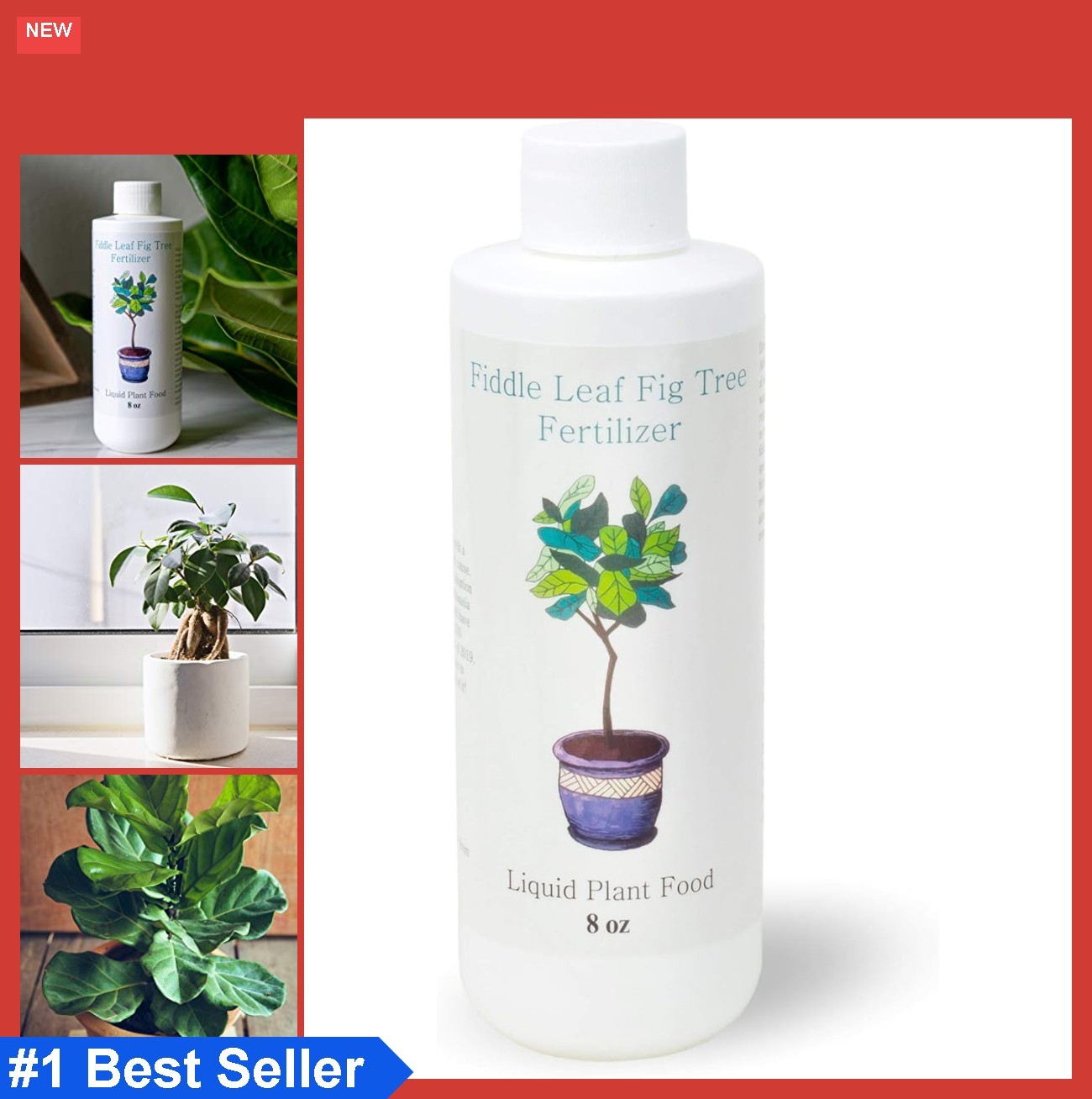 Fiddle Leaf Fig Tree Fertilizer 8oz Liquid 3-1-2 NPK for Indoor Ficus Plant Food