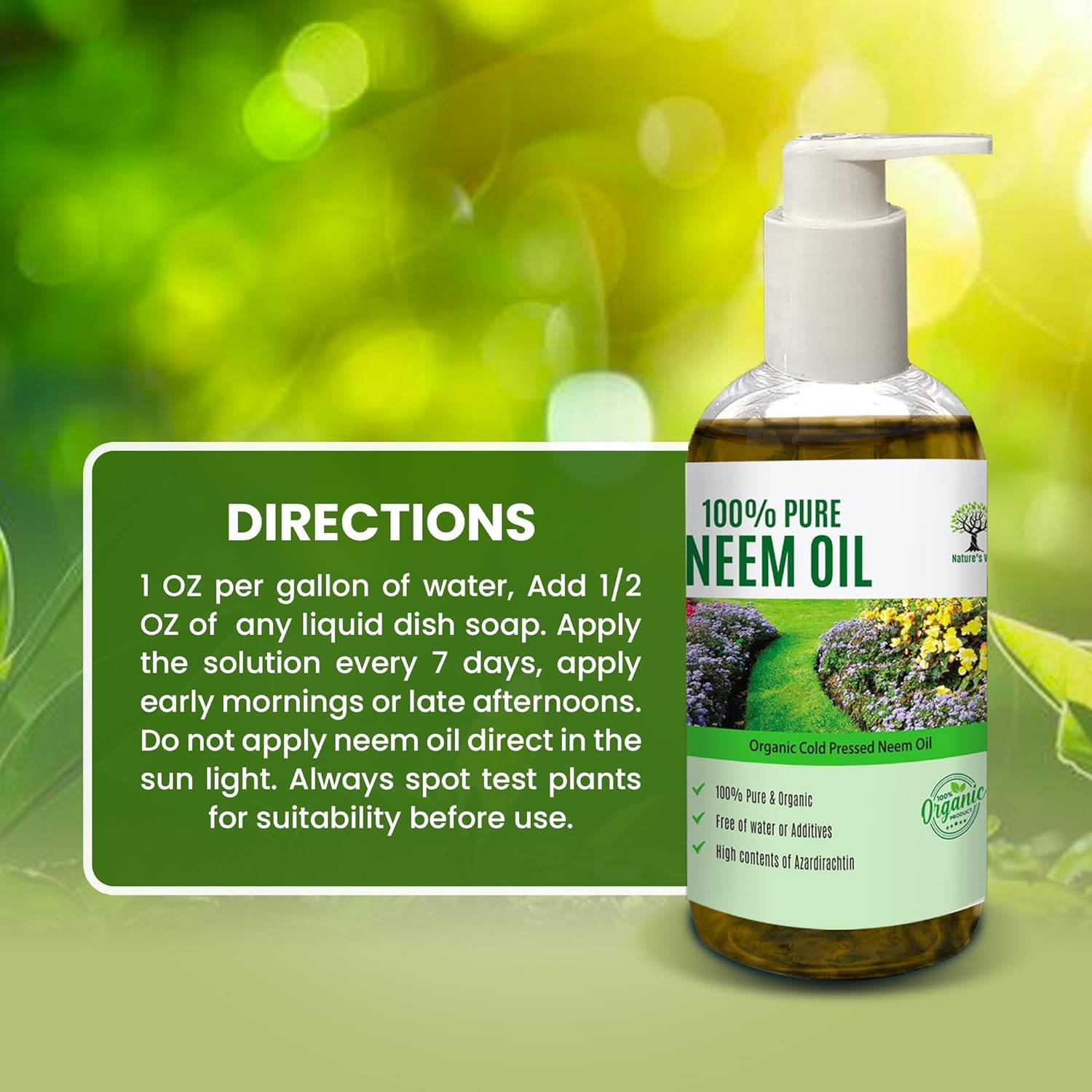 Nature’s Will 100% Pure Organic Neem Oil, Cold Pressed, Water Soluble for Plants