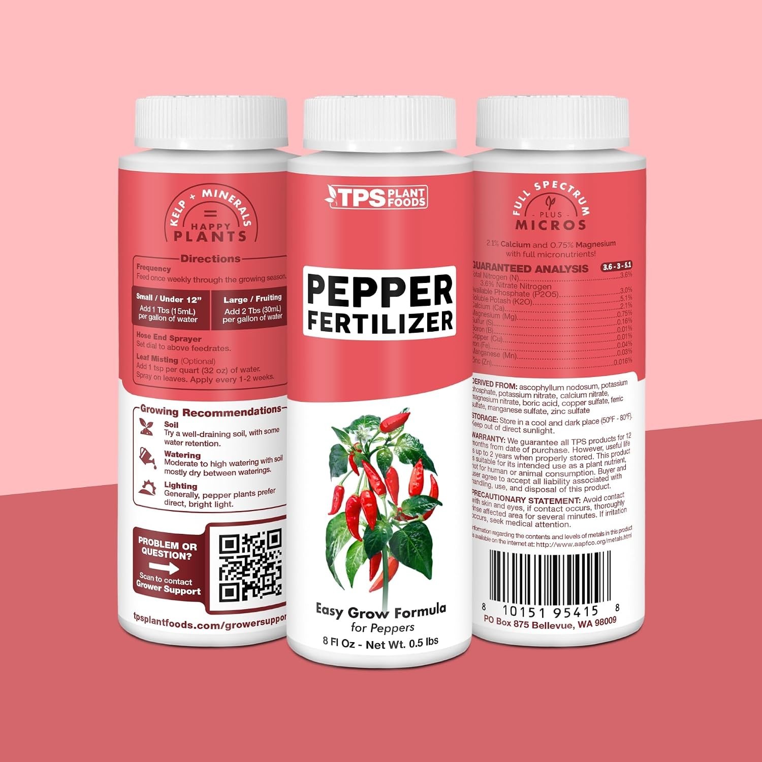 Pepper Fertilizer – Liquid Plant Food for Bigger Harvests, 8 oz | Supports Bl…