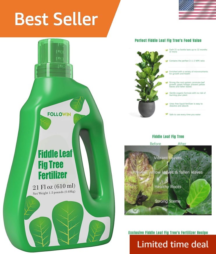 NPK 3-1-2 Liquid Fertilizer for Fiddle Leaf Figs – 21 fl oz for Beautiful Leaves