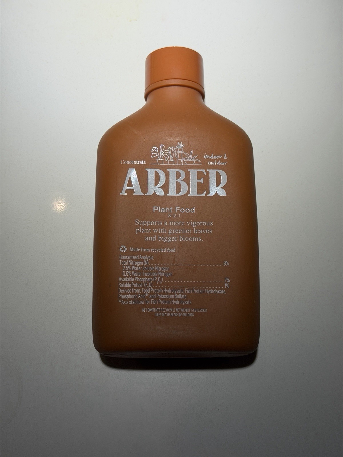 Arber Organic Plant Food 8oz Concentrate Brand 3-2-1