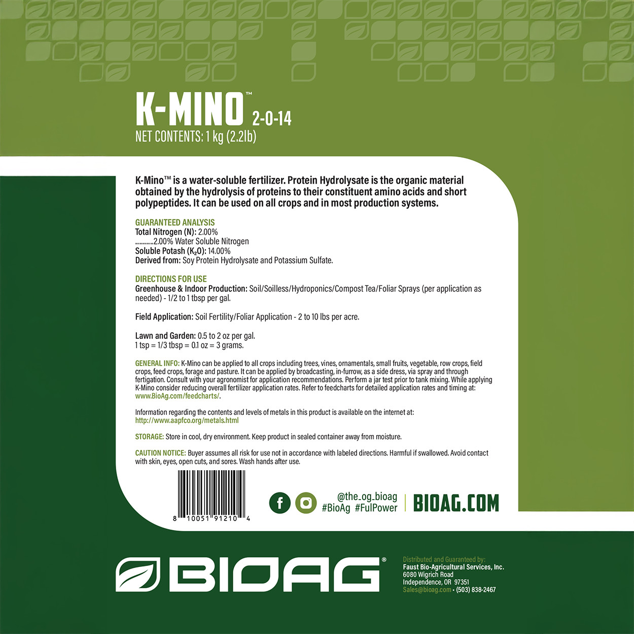 K-Mino Water Soluble Fertilizer 1 kg Pouch by BioAg