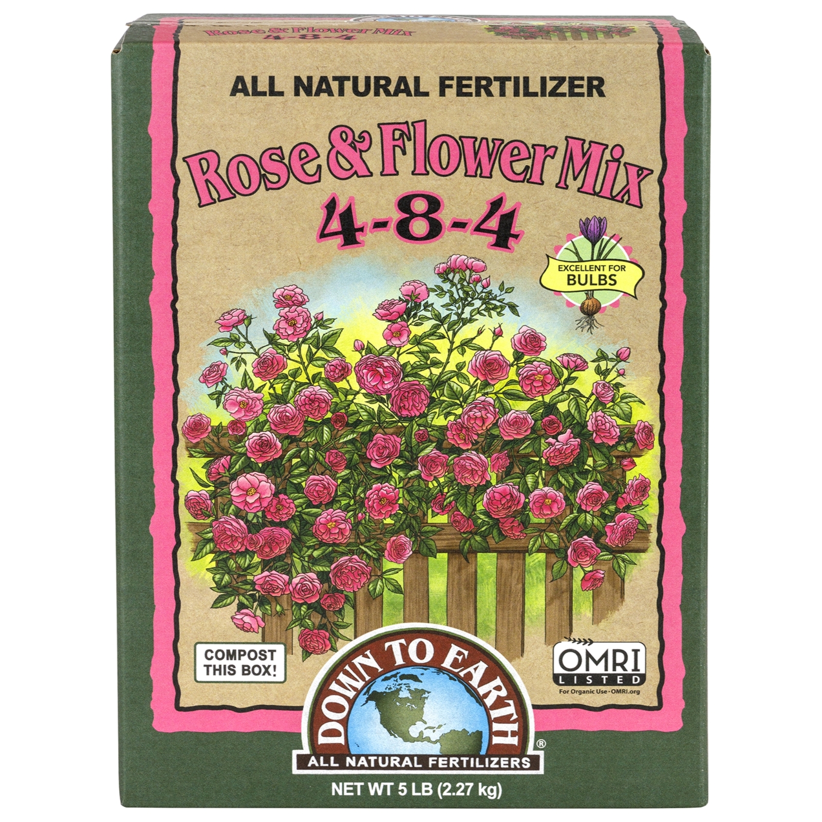 Down To Earth Organic Rose & Flower 4-8-4 All-Natural Fertilizer Mix, 5lbs