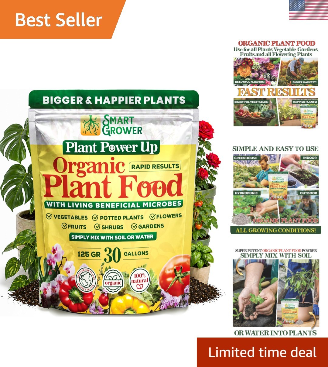 Organic Plant Food with Beneficial Microbes – Fast-Acting Fertilizer 125g