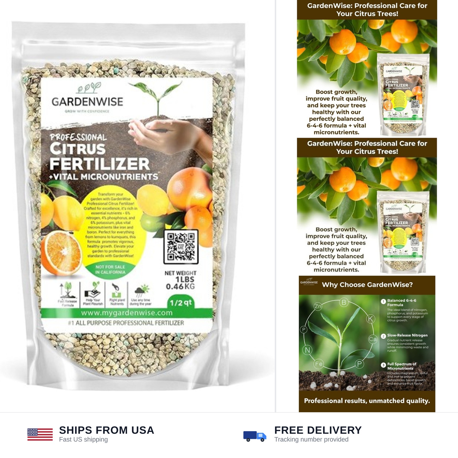 GARDENWISE Professional Citrus Fertilizer + Vital Micronutrients; Perfect Bal…