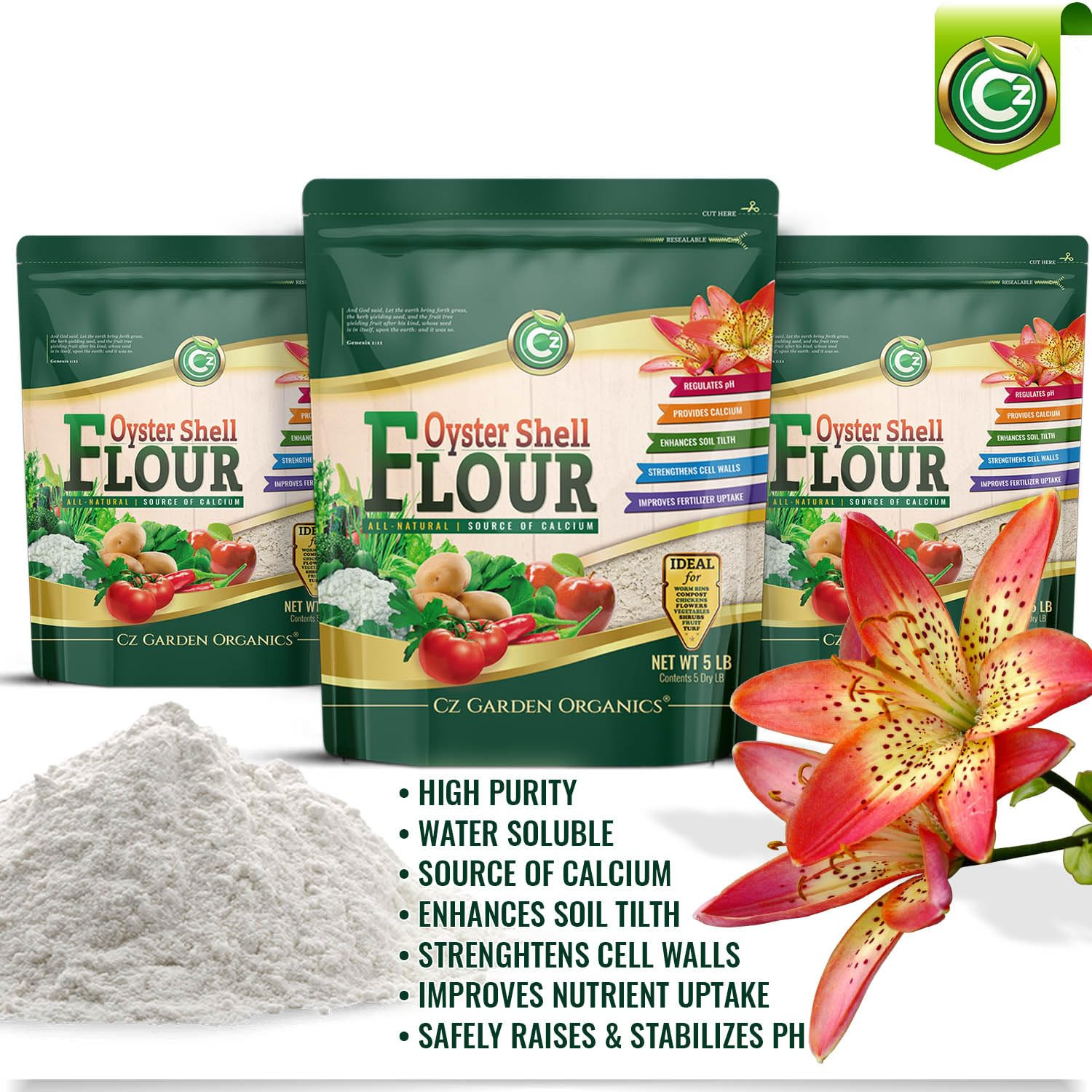 Oyster Shell Flour 5LB – Made in USA Soil Amendment Fertilizer for Indoor/Outdoo