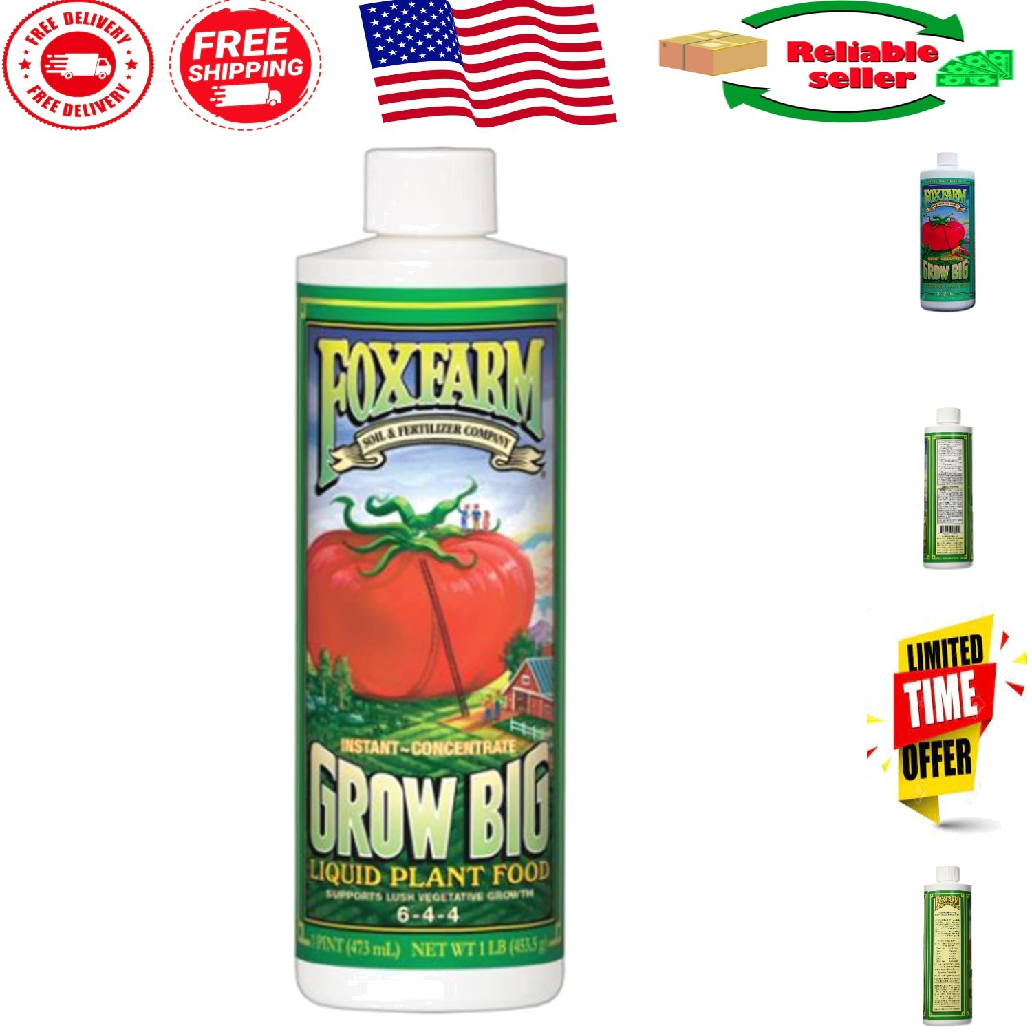 NPK 6-4-4 Organic Liquid Plant Food – Perfect for Indoor & Outdoor Gardens, 16oz